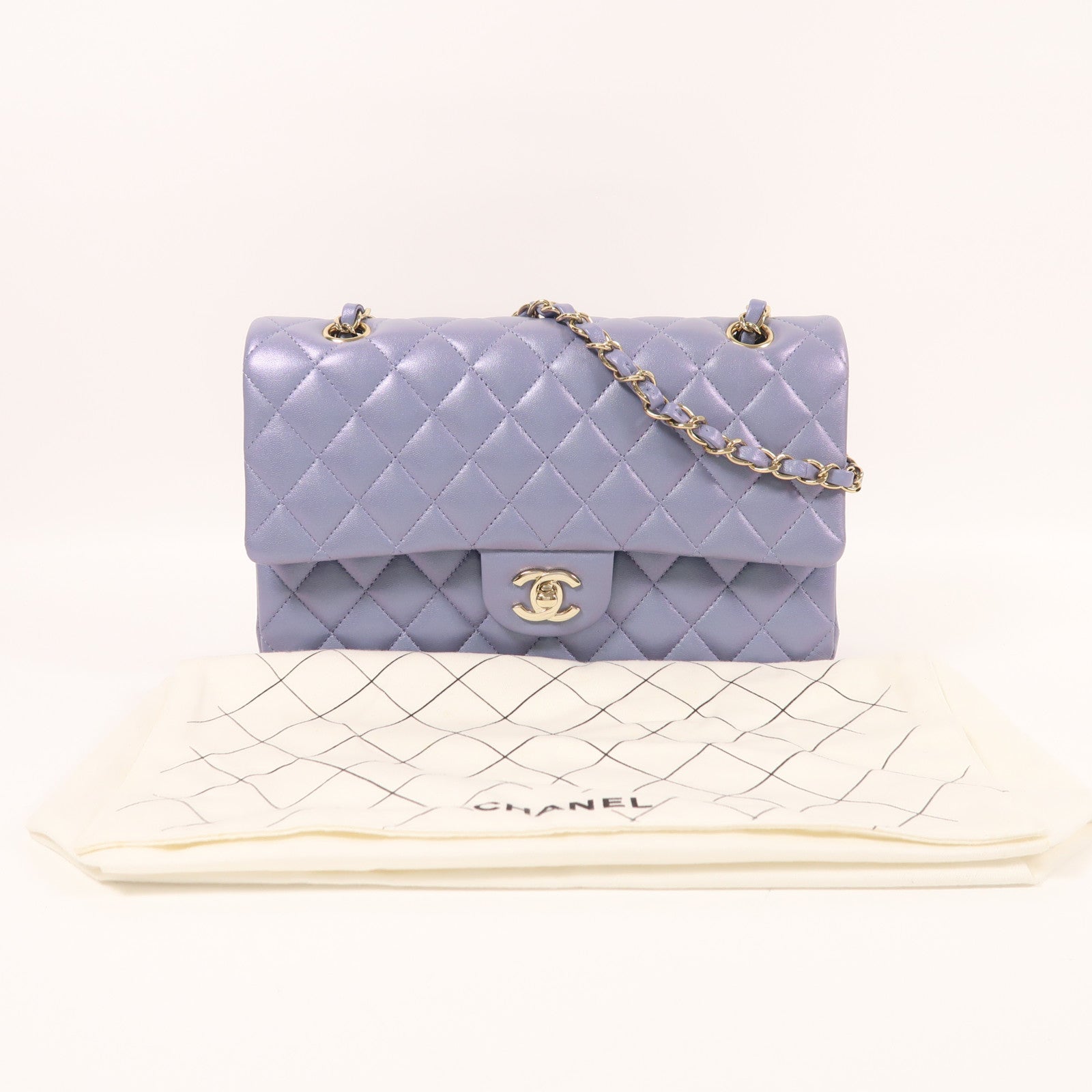 CHANEL 羊皮皮革Classic 25金扣鏈帶肩背袋