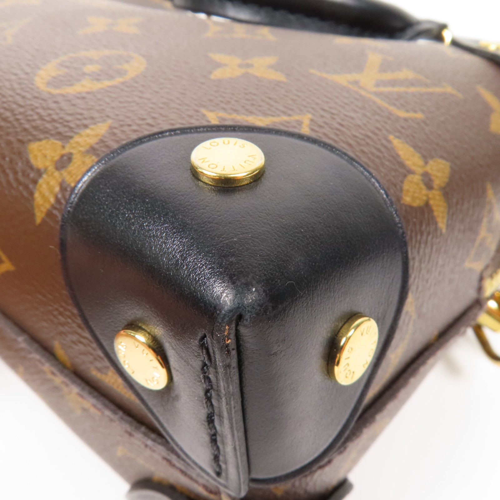 LOUIS VUITTON Monogram Petite Malle Souple金扣手挽肩背兩用袋棕色
