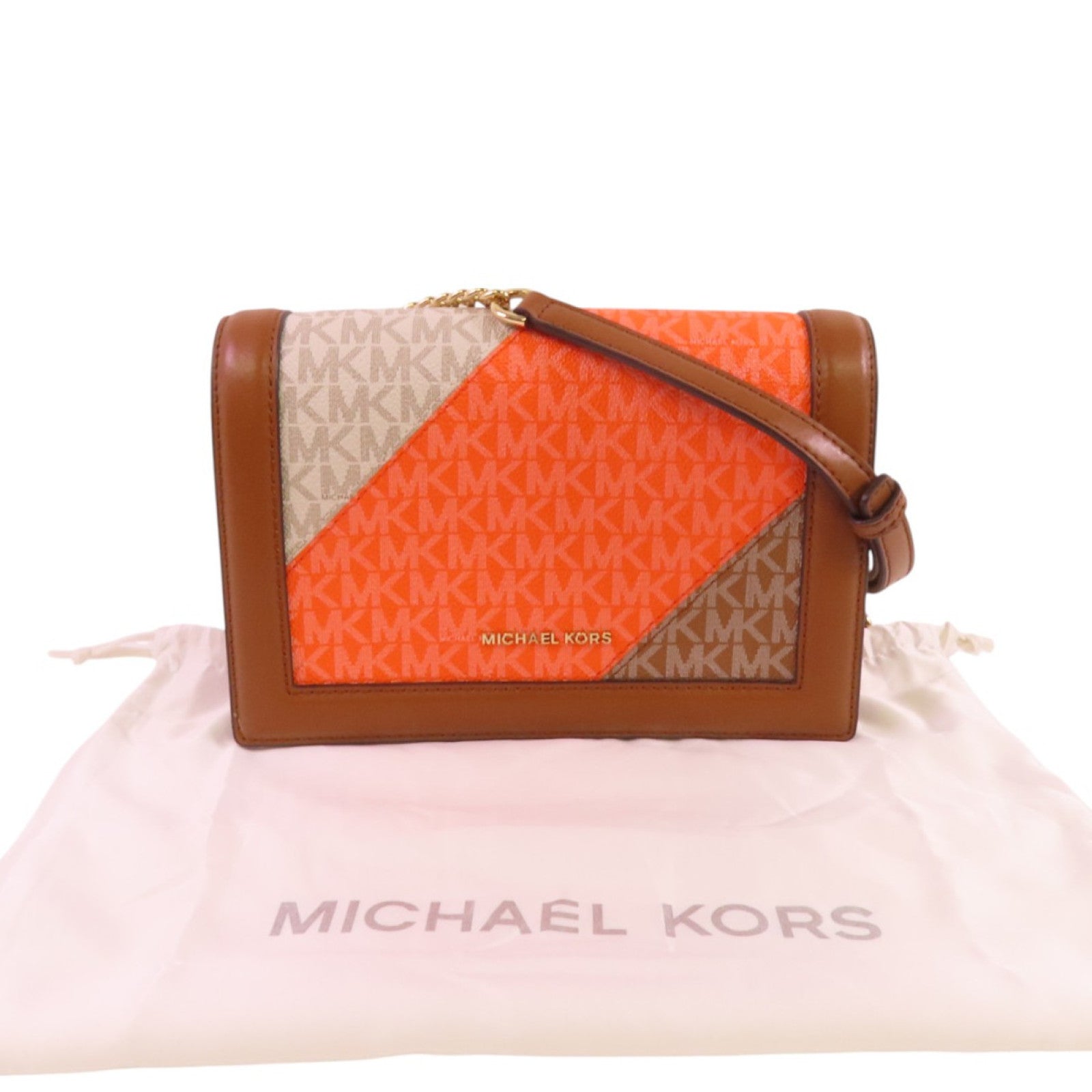 Michael Kors 塗層帆布Shoulder Bag金扣鏈帶肩背袋