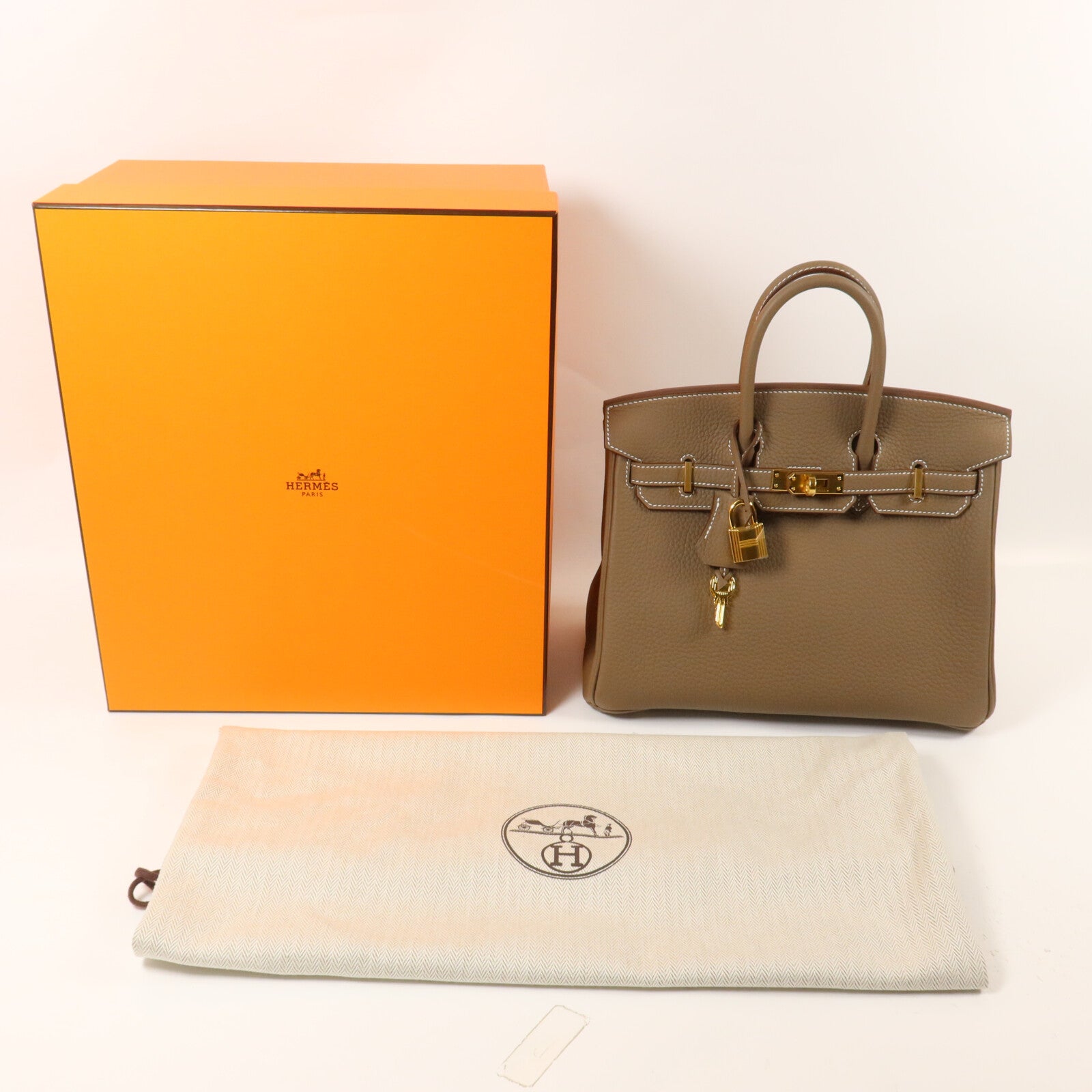 HERMES Togo皮革Birkin 25手挽袋Etoupe