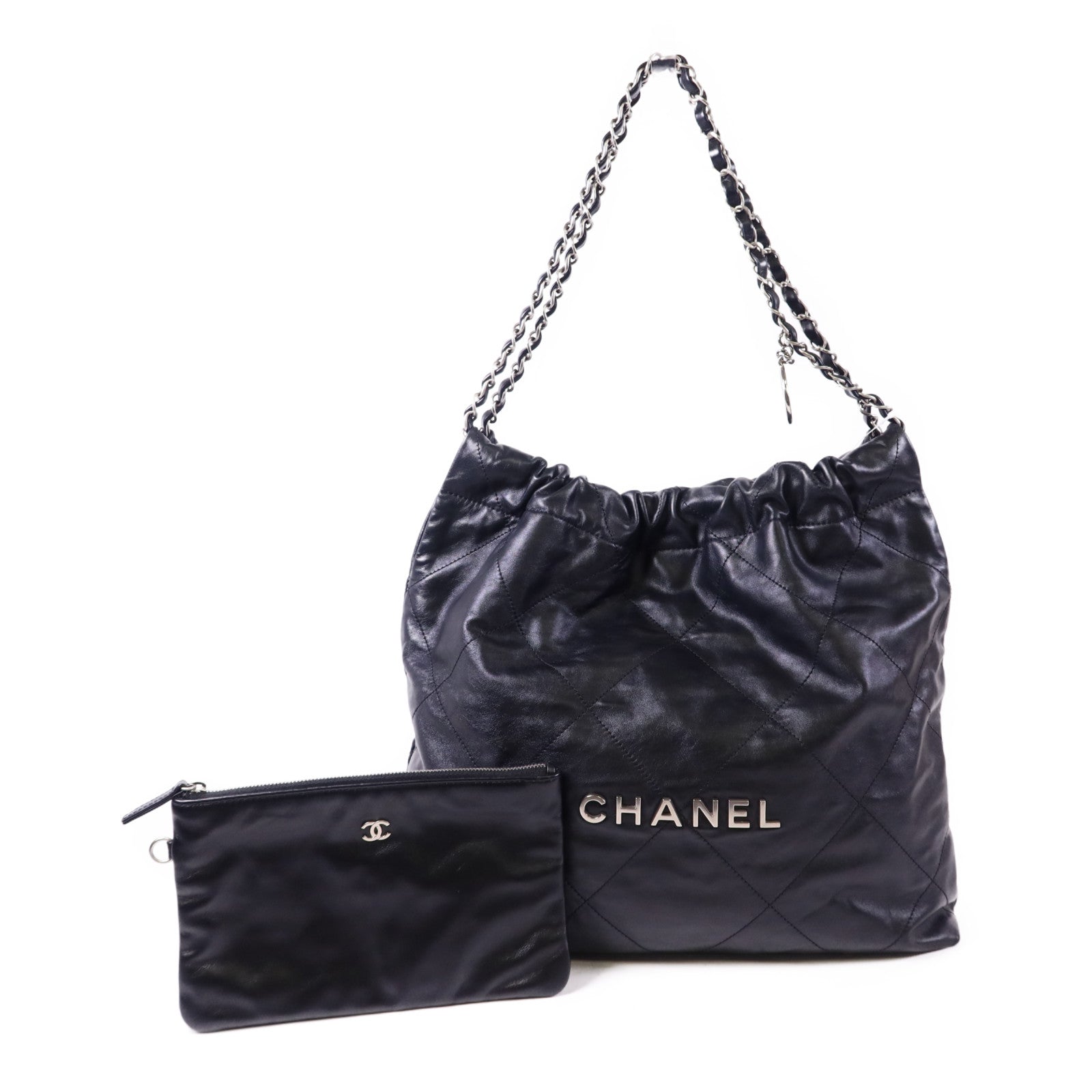 CHANEL 牛皮皮革Chanel 22 Small金扣鏈帶肩背袋