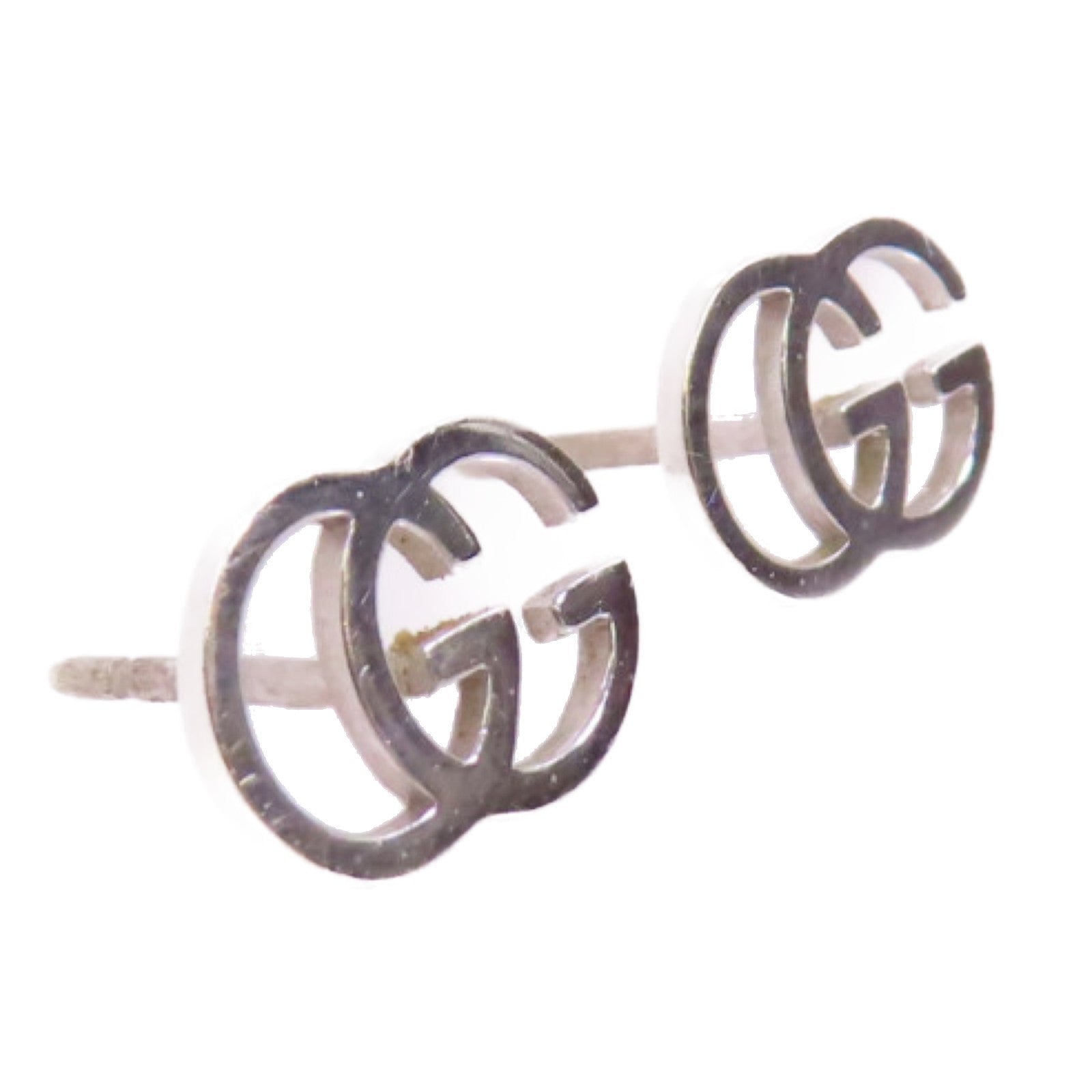GUCCI 18K白金GG Earrings銀扣耳環