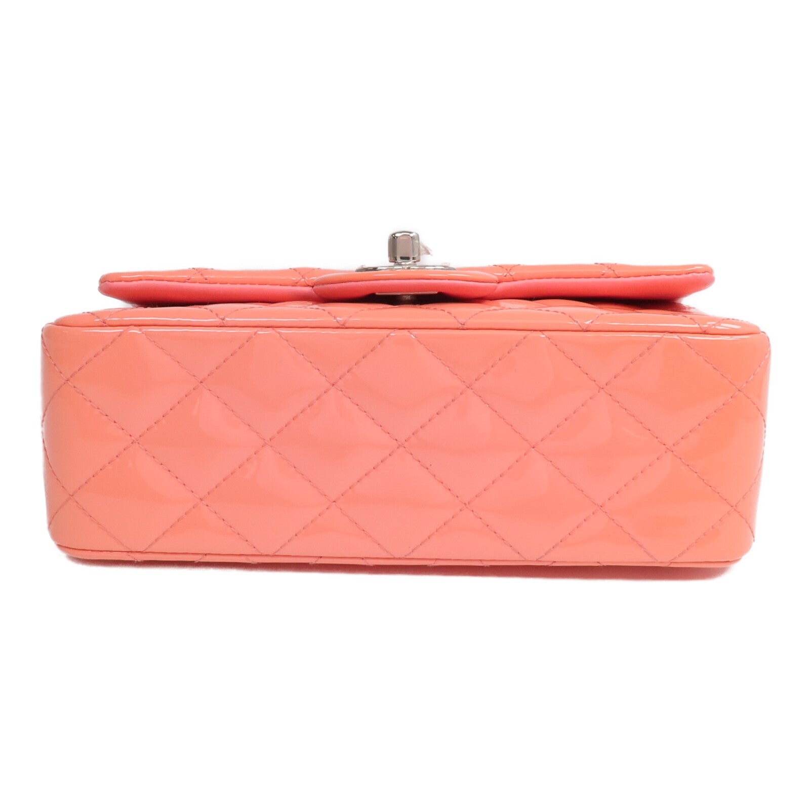 CHANEL 【激減優惠】漆皮皮革Mini Classic 20銀扣鏈帶肩背袋