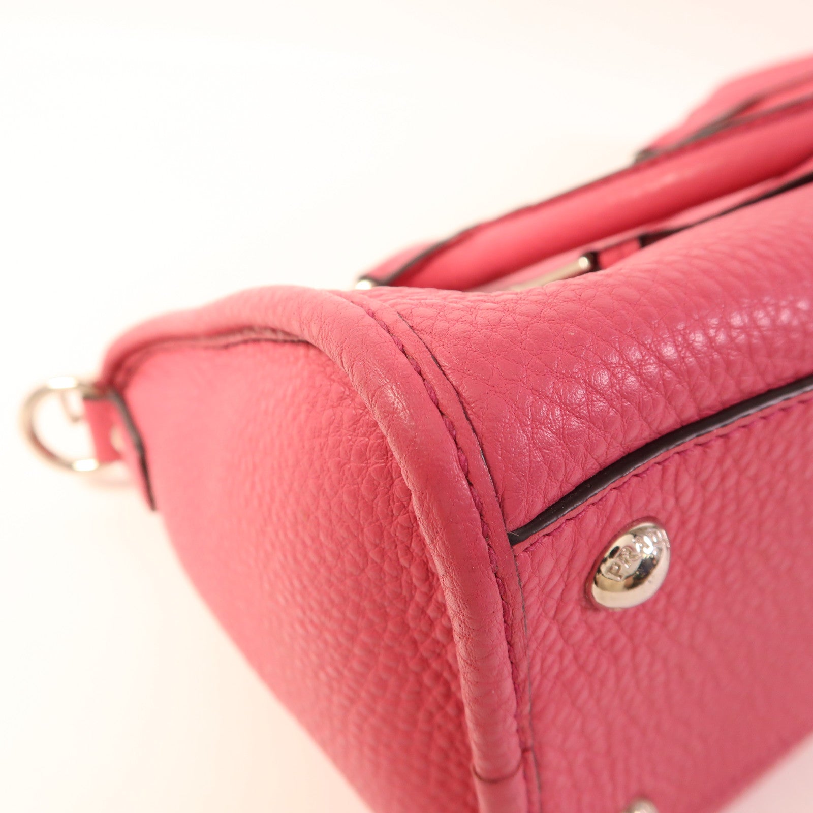 PRADA 牛皮皮革2way Shoulder銀扣手挽肩背兩用袋