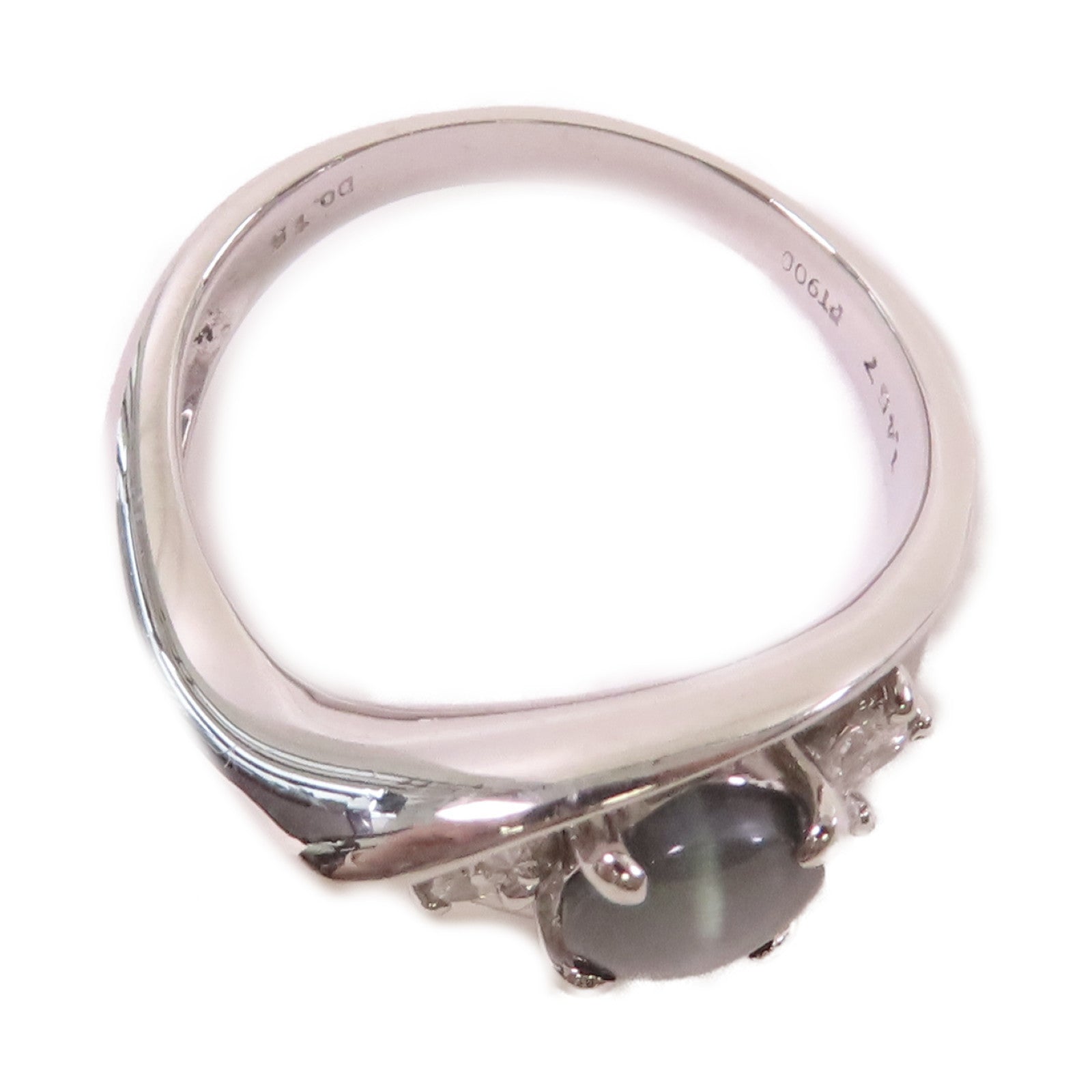 JEWELRY **【激減優惠】PT900鉑金/1.457ct貓眼石/0.15ct鑽石Cat Eye Ring戒指#6.75