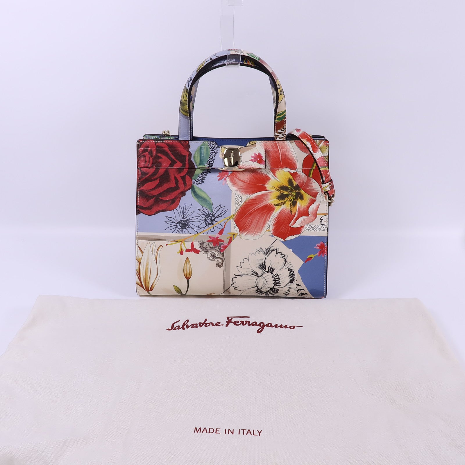 Salvatore Ferragamo 牛皮皮革Vara Bow金扣手挽肩背兩用袋