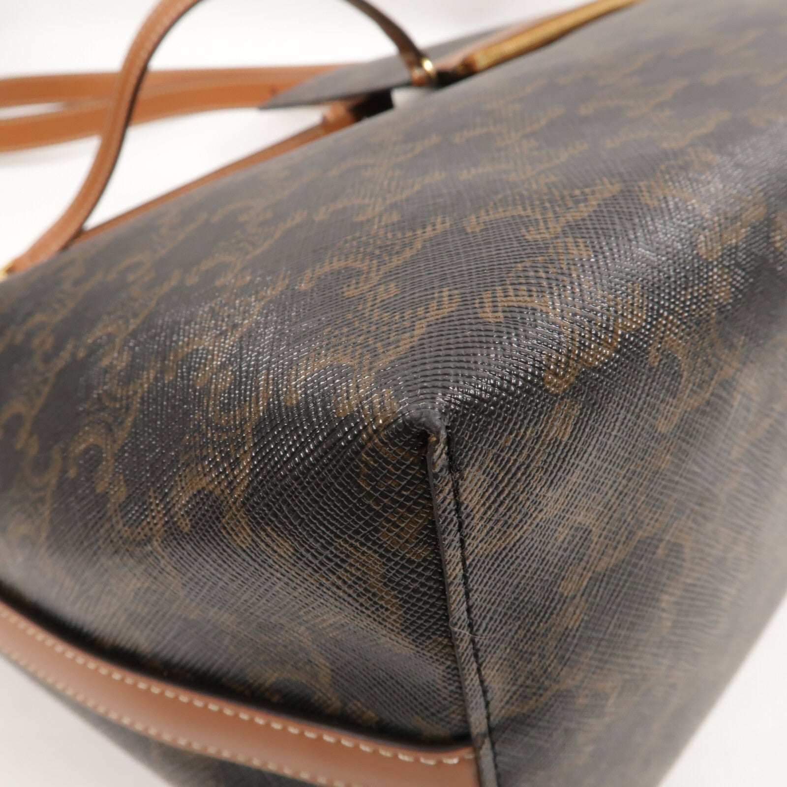 CELINE 塗層帆布/牛皮皮革Soft Shopper肩背袋