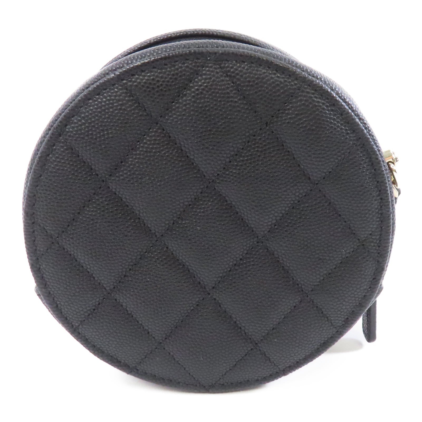 CHANEL 菱格Caviar皮革Chain Shoulder金扣鏈帶肩背袋黑色