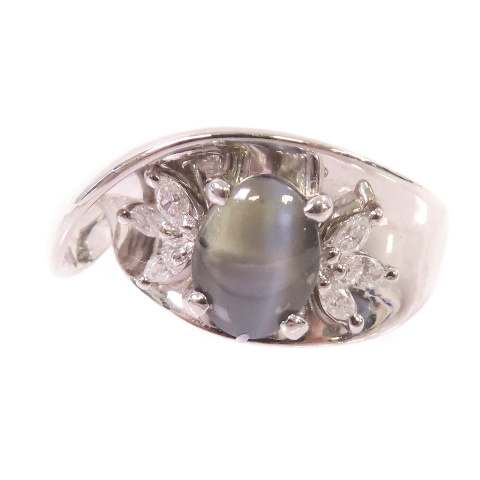 JEWELRY **【激減優惠】PT900鉑金/1.457ct貓眼石/0.15ct鑽石Cat Eye Ring戒指#6.75