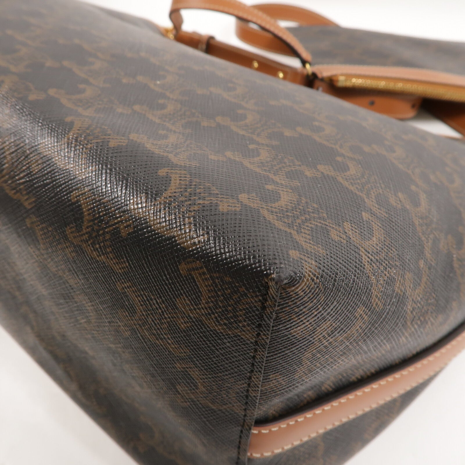 CELINE 塗層帆布/牛皮皮革Soft Shopper肩背袋