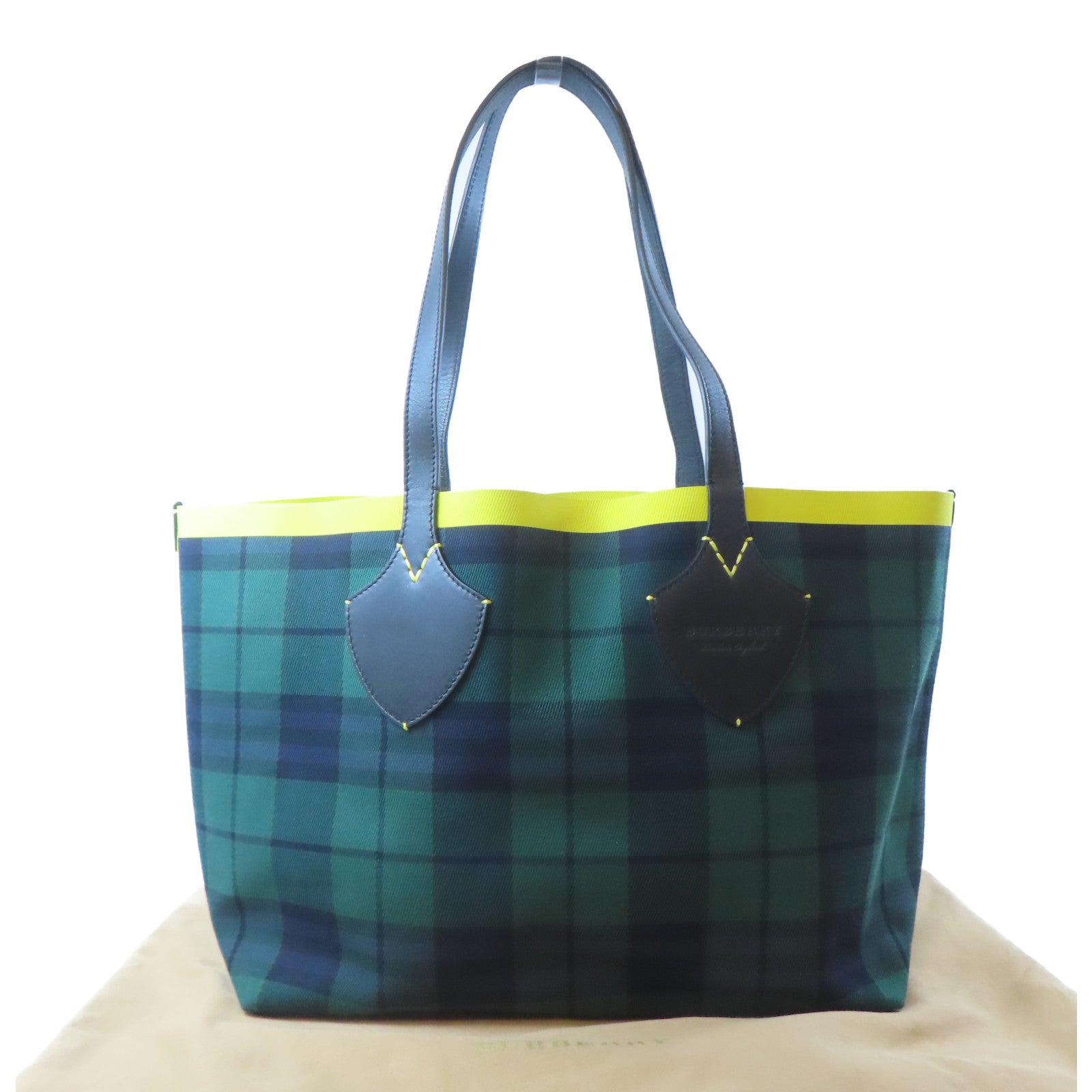 BURBERRY 帆布Tote Bag肩背袋綠色/黃色