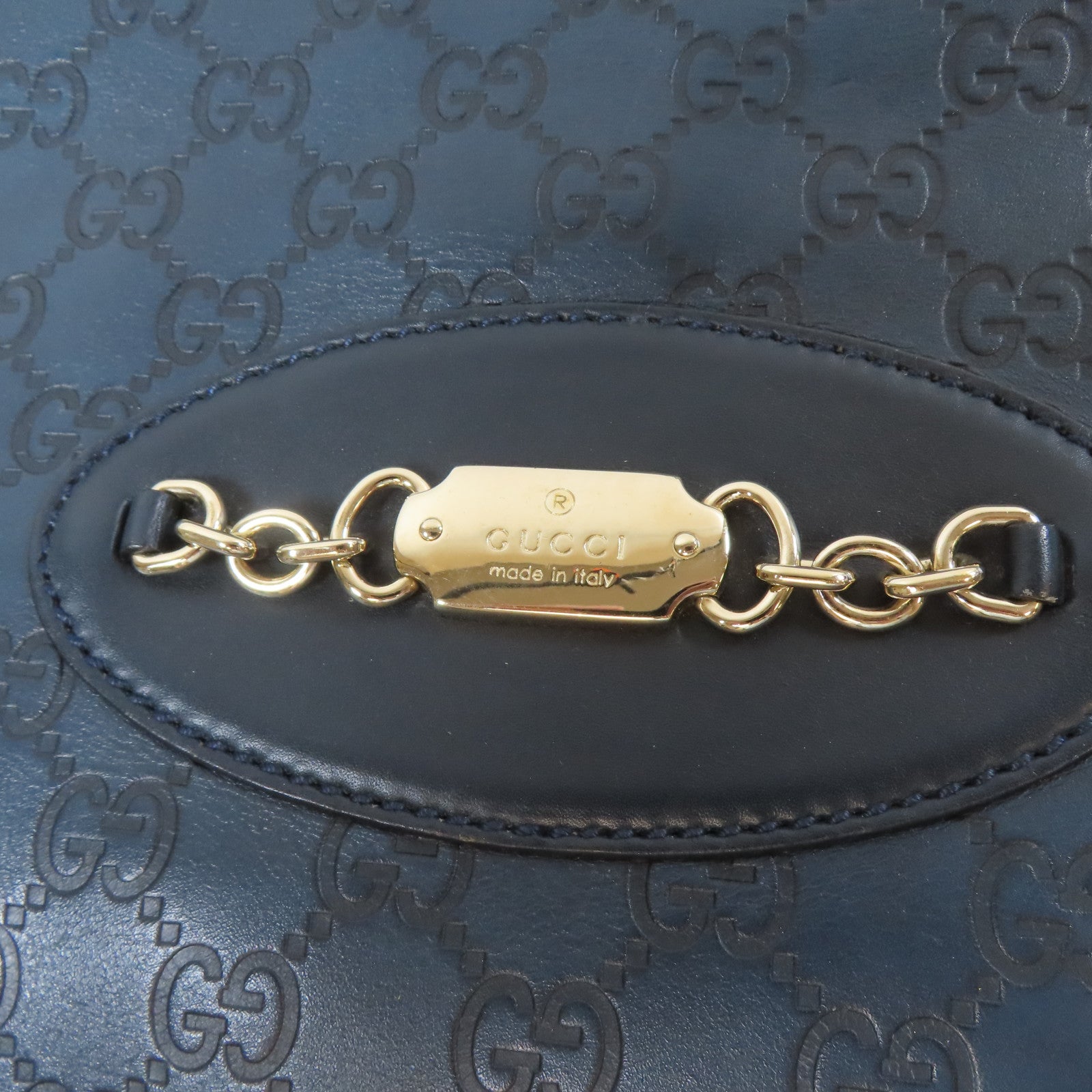 GUCCI 牛皮皮革Shoulder Bag金扣肩背袋深藍色