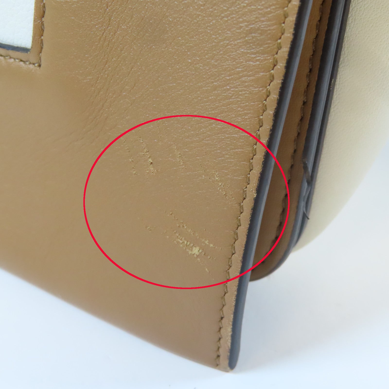 CELINE 牛皮皮革Frame Bag金扣肩背袋啡色/白色