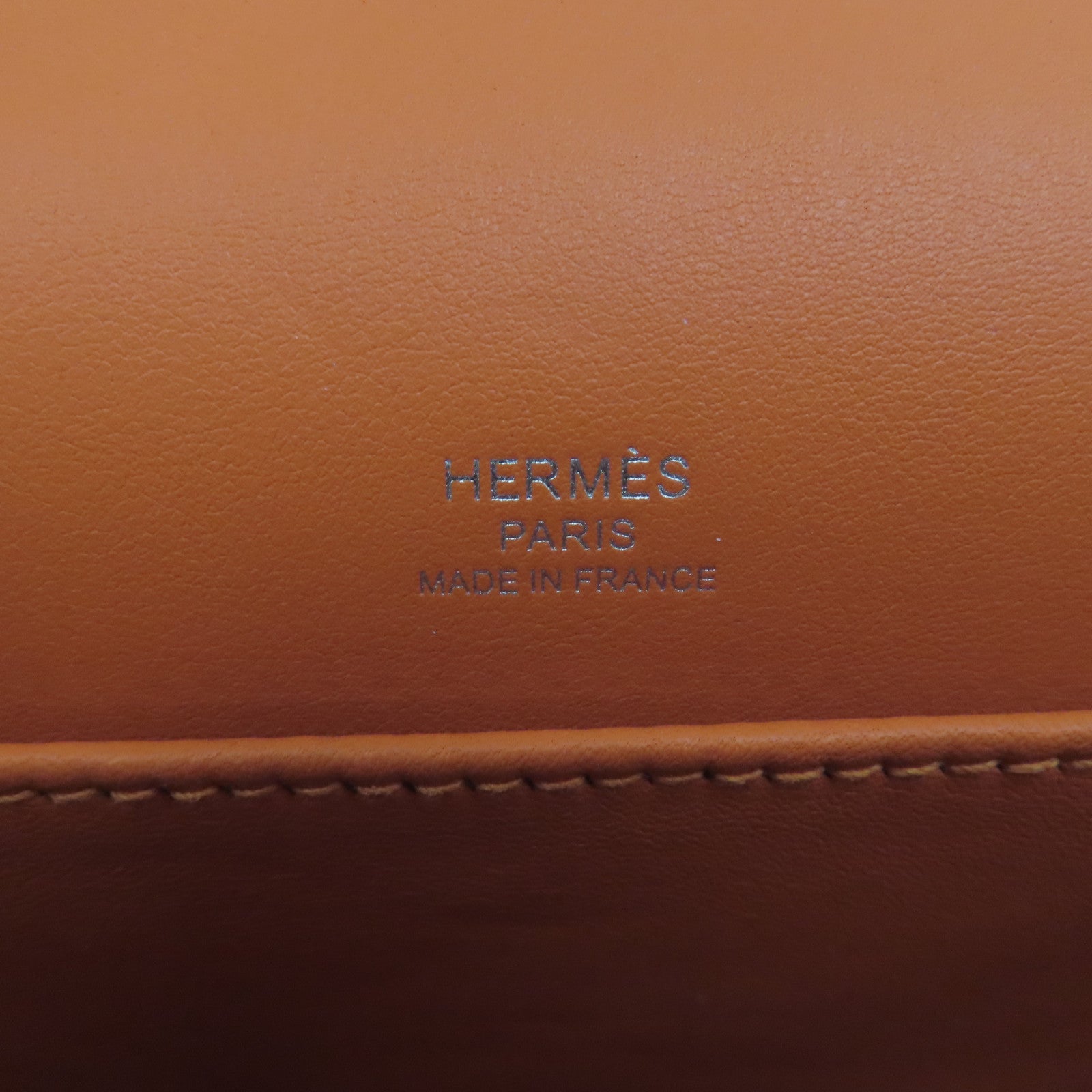 HERMES Chevre皮革Geta銀扣肩背袋橙色