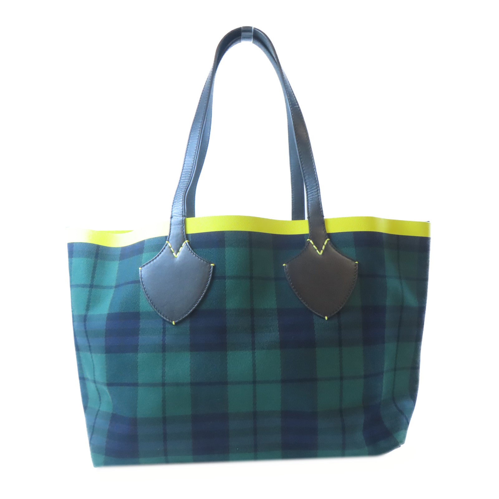 BURBERRY 帆布Tote Bag肩背袋綠色/黃色