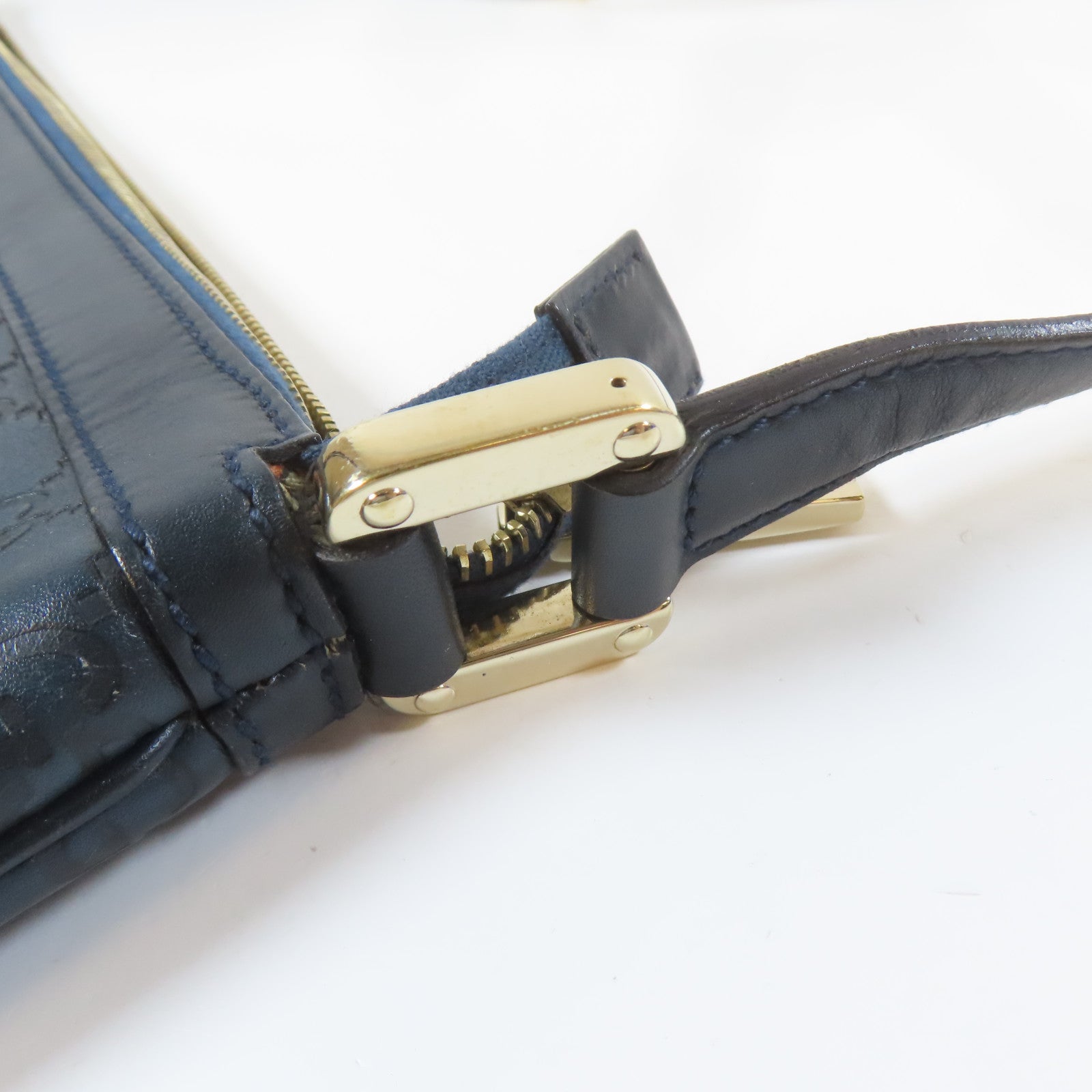 GUCCI 牛皮皮革Shoulder Bag金扣肩背袋深藍色