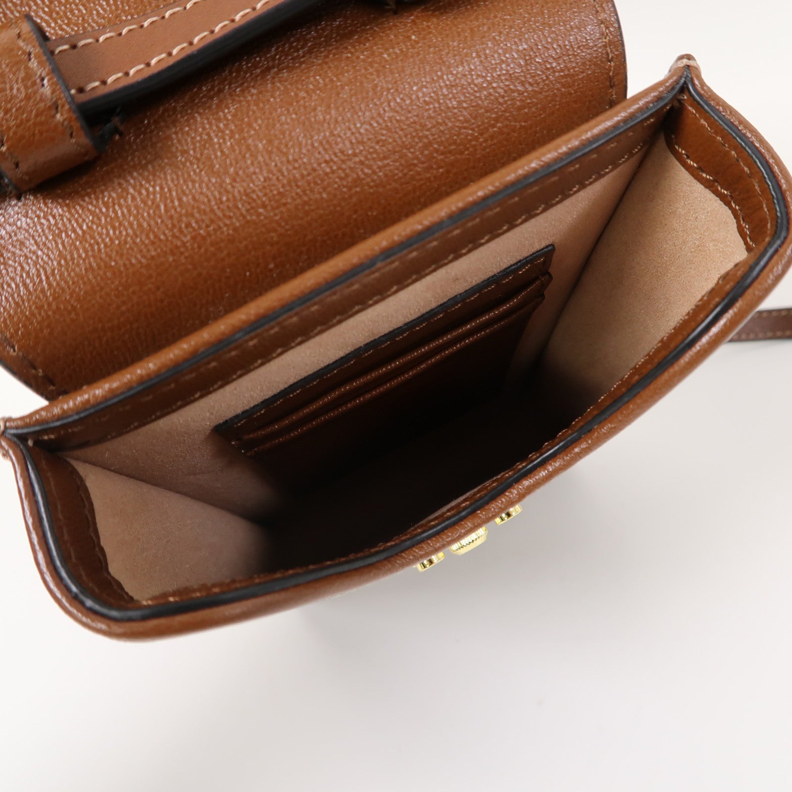 GUCCI 塗層帆布Phone Bag金扣肩背袋米色