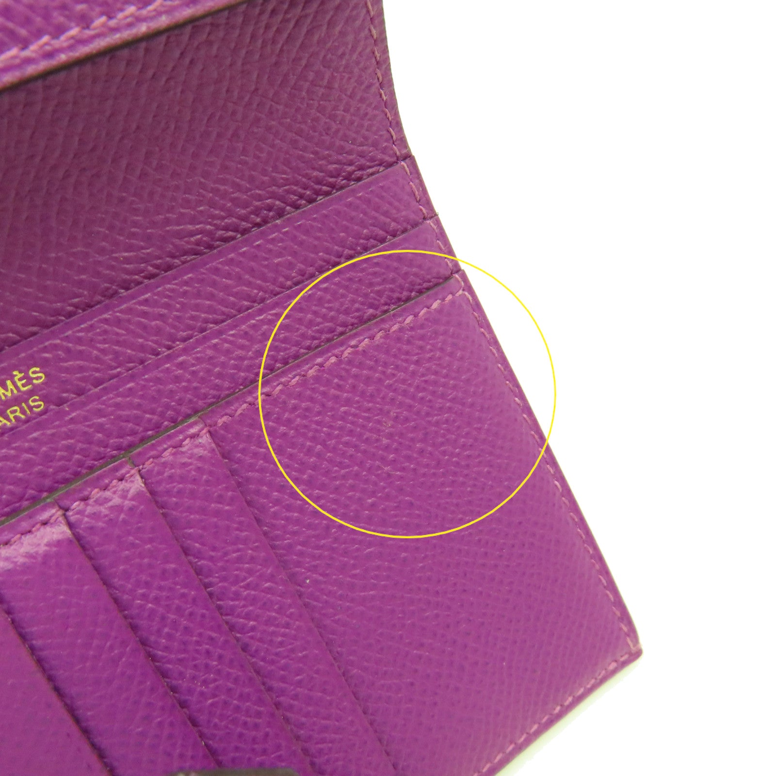 HERMES 【激減優惠】Epsom皮革Bearn Wallet金扣短錢包紫色