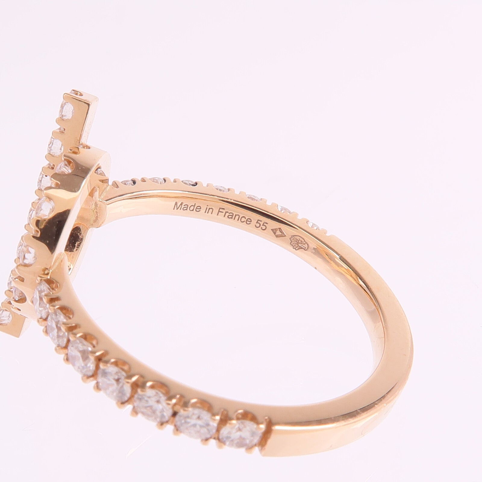 HERMES 18K玫瑰金Finesse Ring鑽石戒指Hermes#55/US#7.25