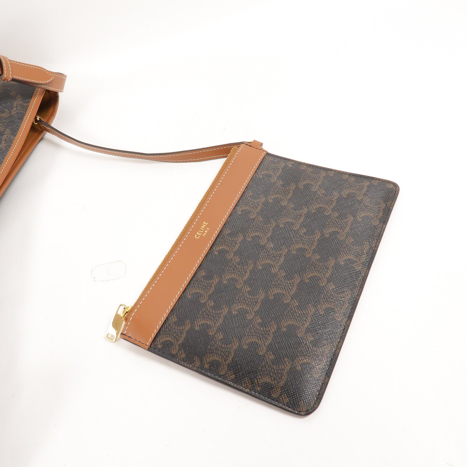 CELINE 塗層帆布/牛皮皮革Soft Shopper肩背袋