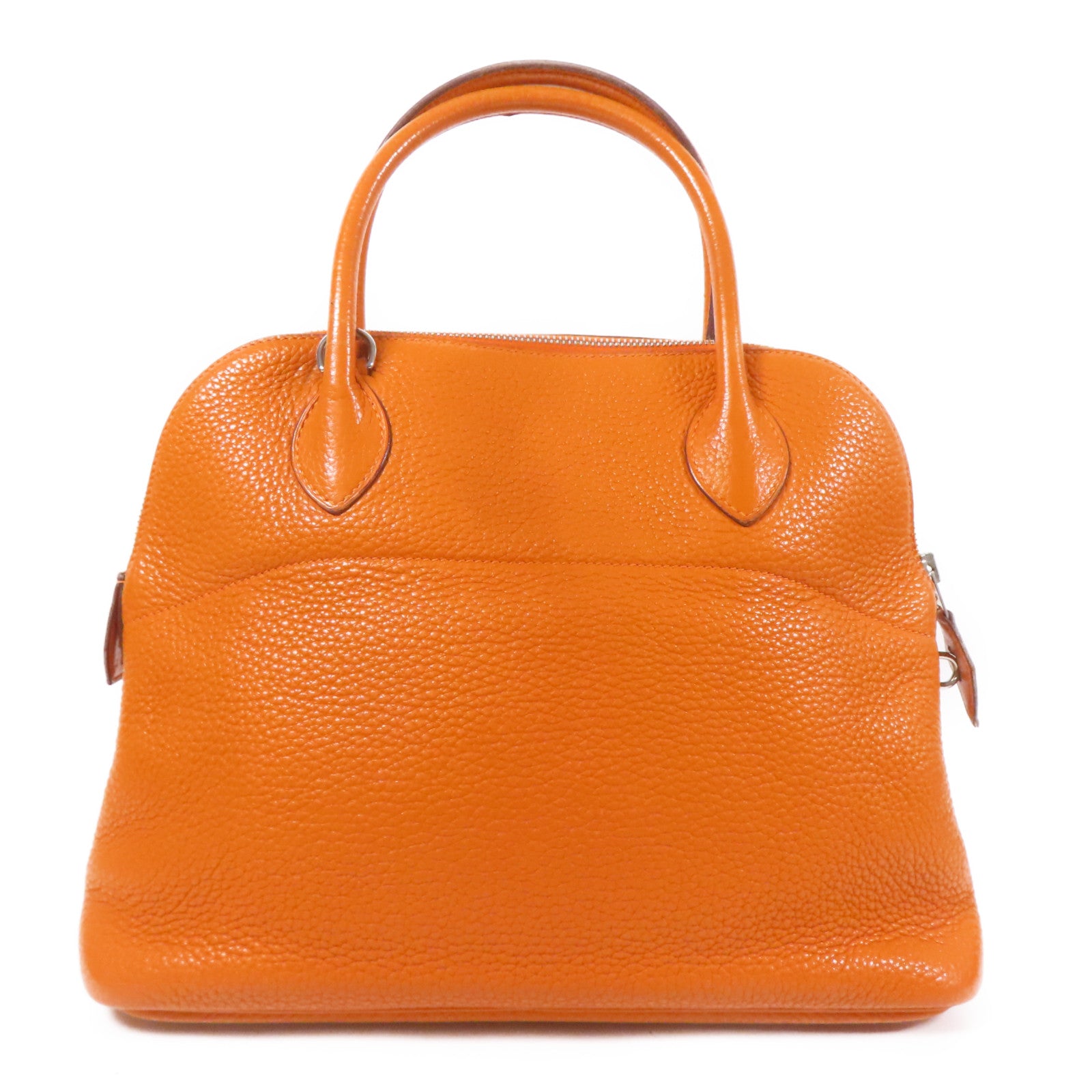 HERMES Clemence皮革Bolide 31銀扣手挽肩背兩用袋Orange