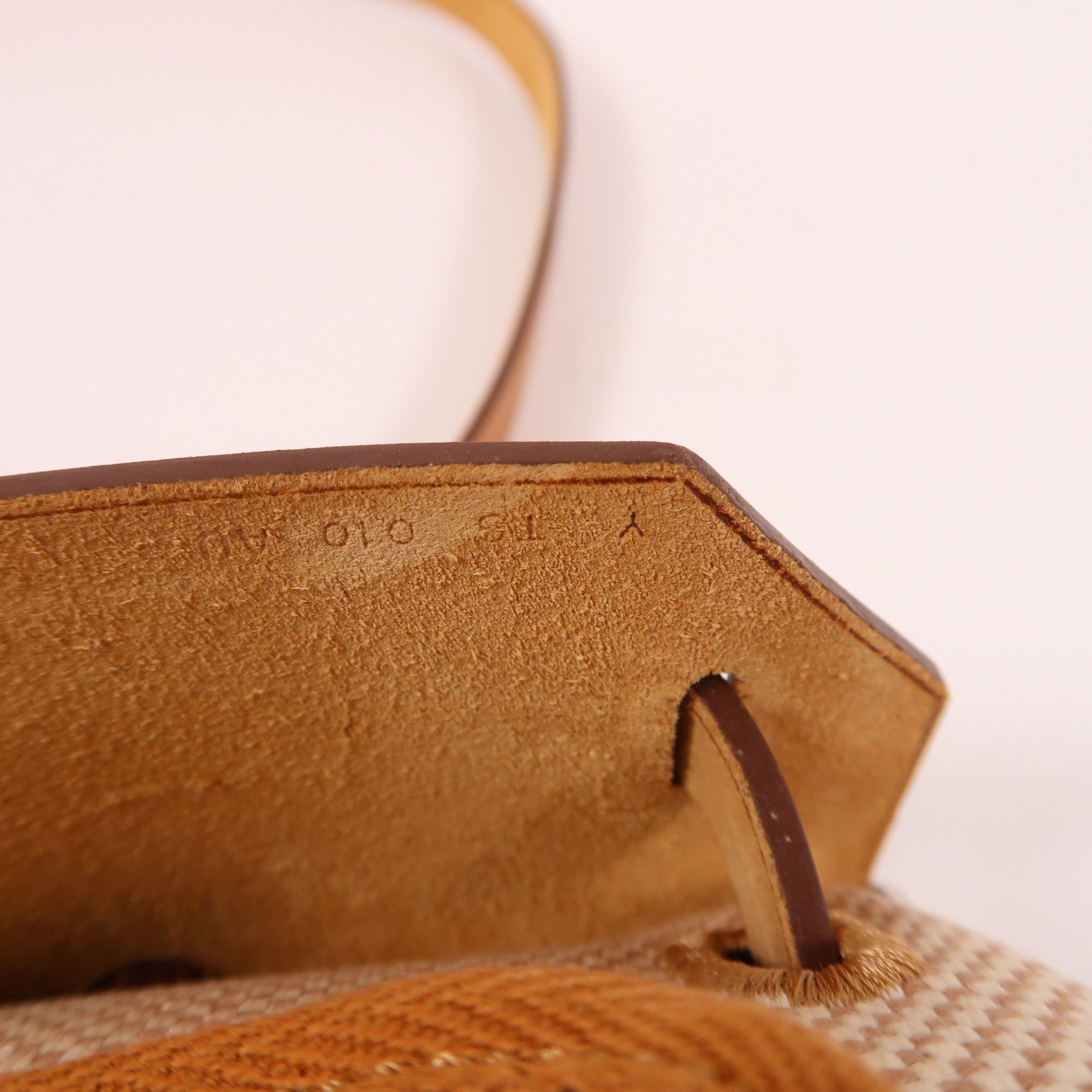HERMES 帆布Herbag PM銀扣手挽肩背兩用袋米色/焦糖色