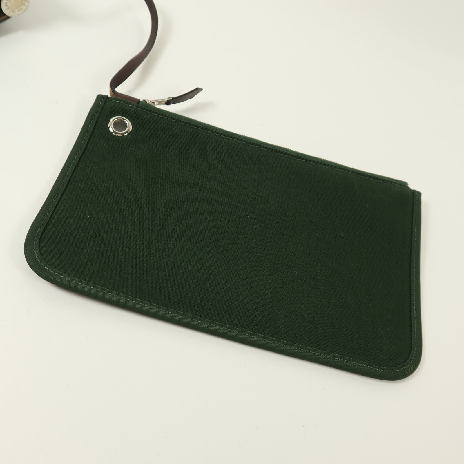 HERMES 帆布Herbag PM銀扣手挽肩背兩用袋Vert Anglais