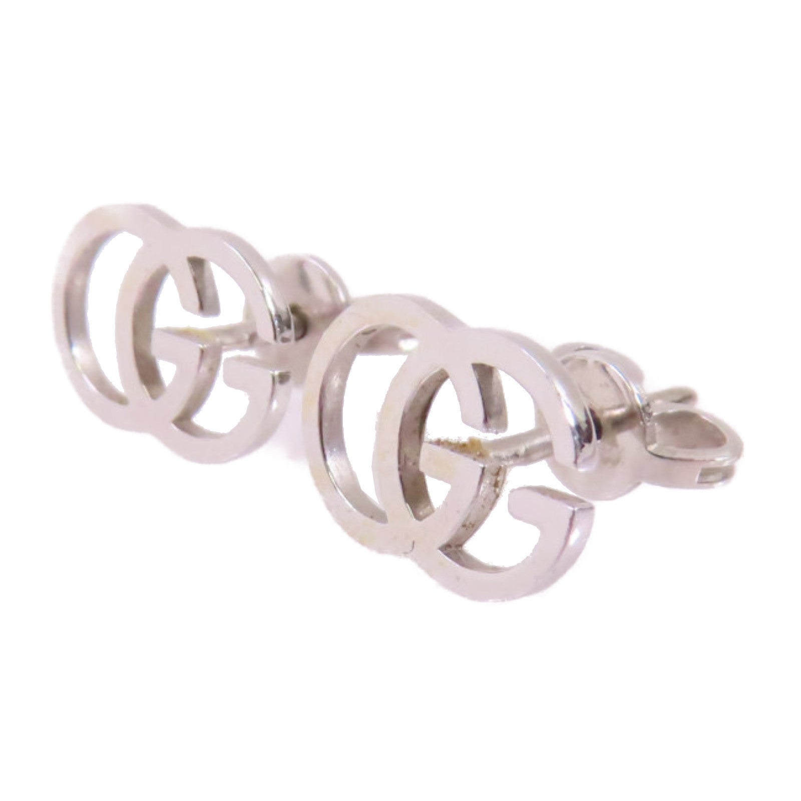 GUCCI 18K白金GG Earrings銀扣耳環