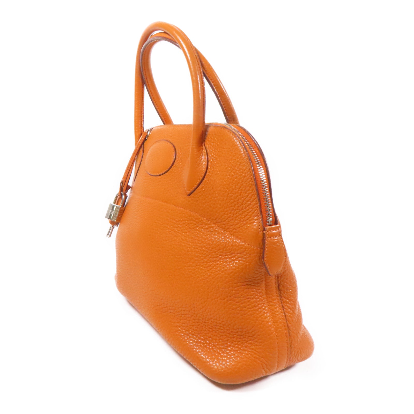 HERMES Clemence皮革Bolide 31銀扣手挽肩背兩用袋Orange