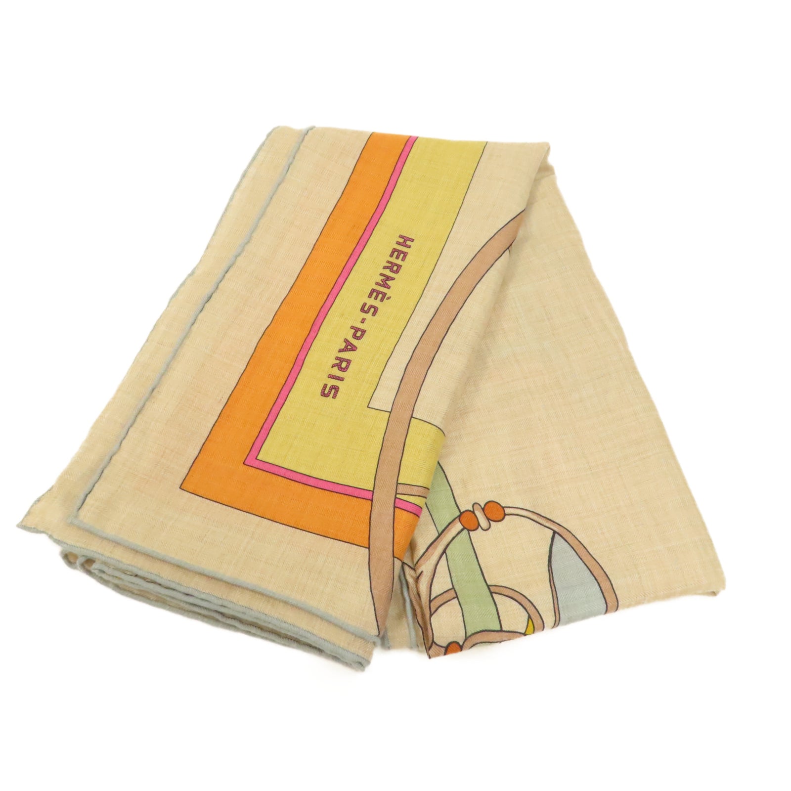 HERMES 羊絨/絲質Scarf圍巾藍色