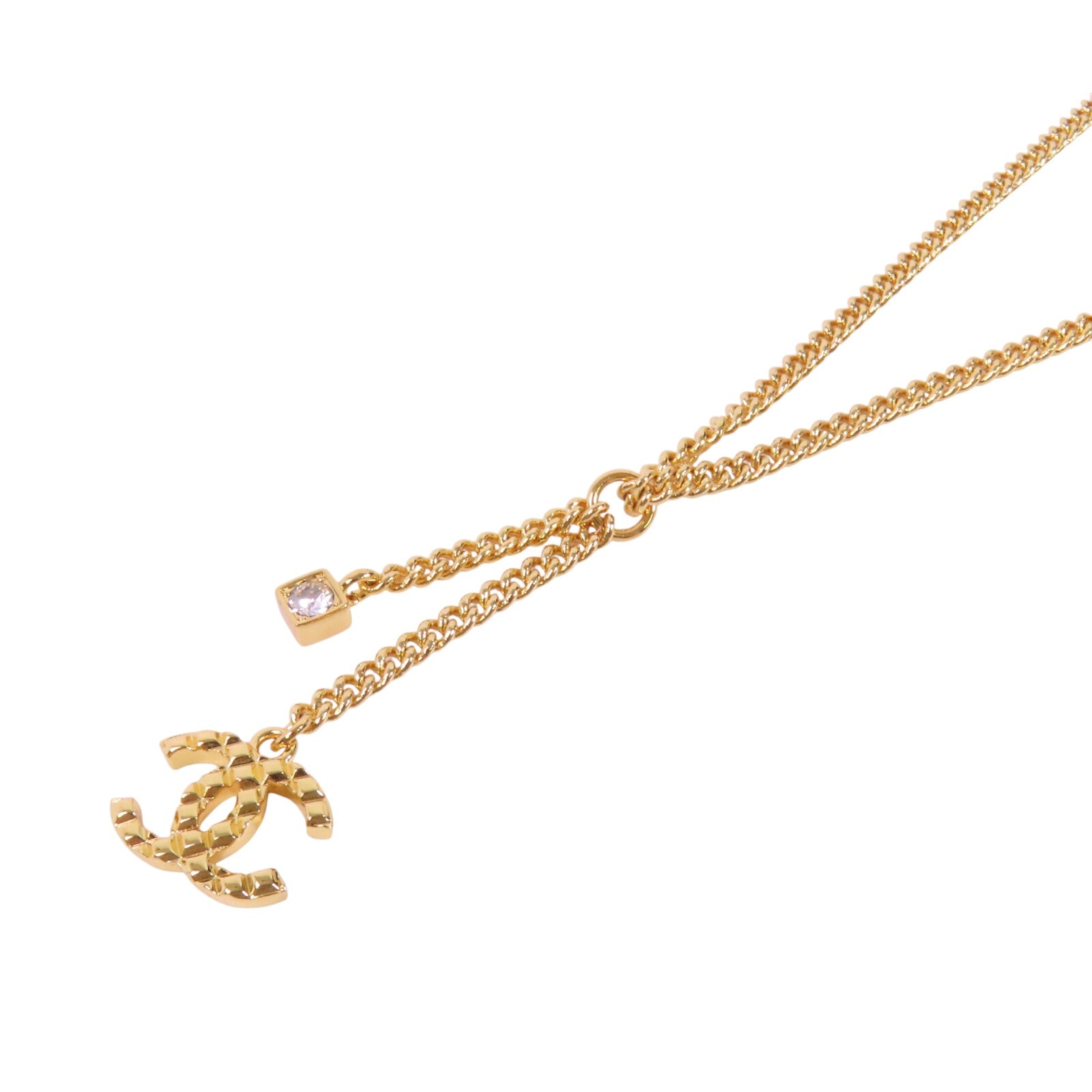 CHANEL 金屬/水鑽Necklace金扣項鏈