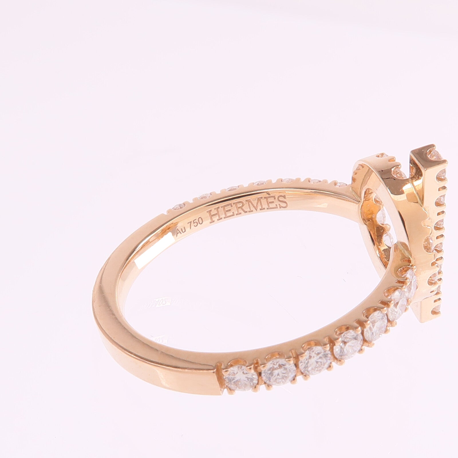 HERMES 18K玫瑰金Finesse Ring鑽石戒指Hermes#55/US#7.25