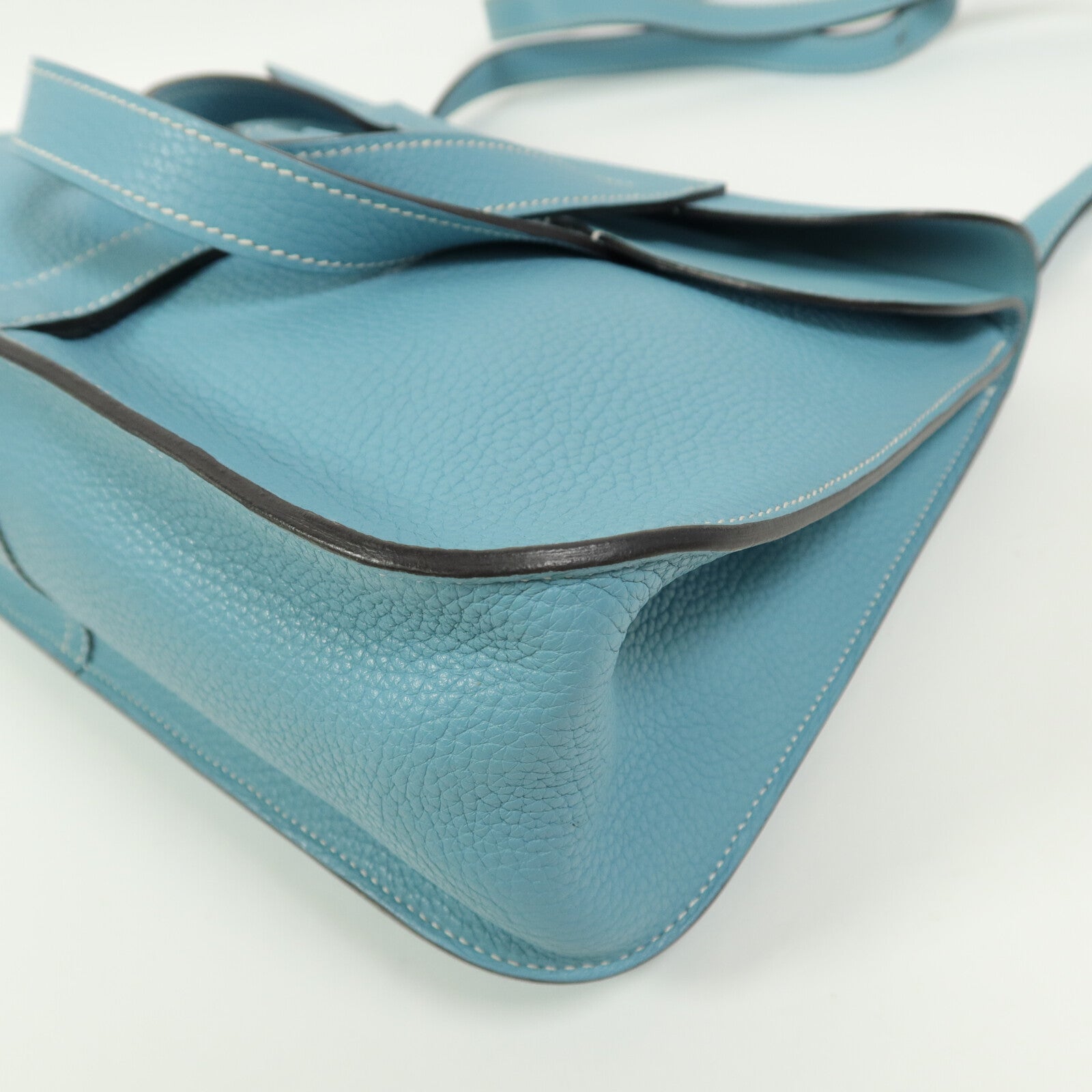 HERMES Clemence皮革Halzan 31手挽肩背兩用袋Blue Atoll
