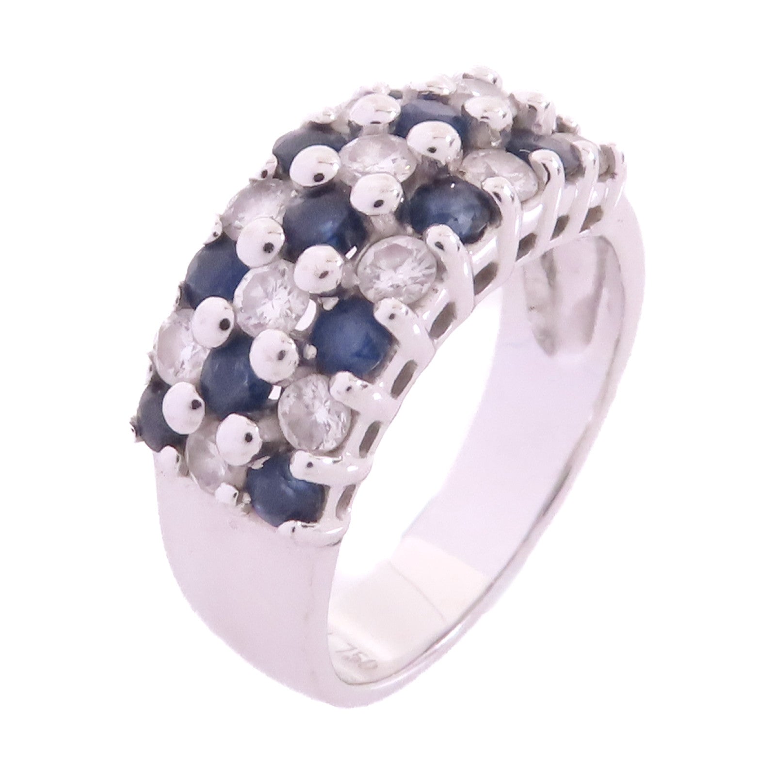 JEWELRY **【激減優惠】18K白金/1.457ct藍寶石/0.15ct鑽石Sapphire Ring戒指US#6.75