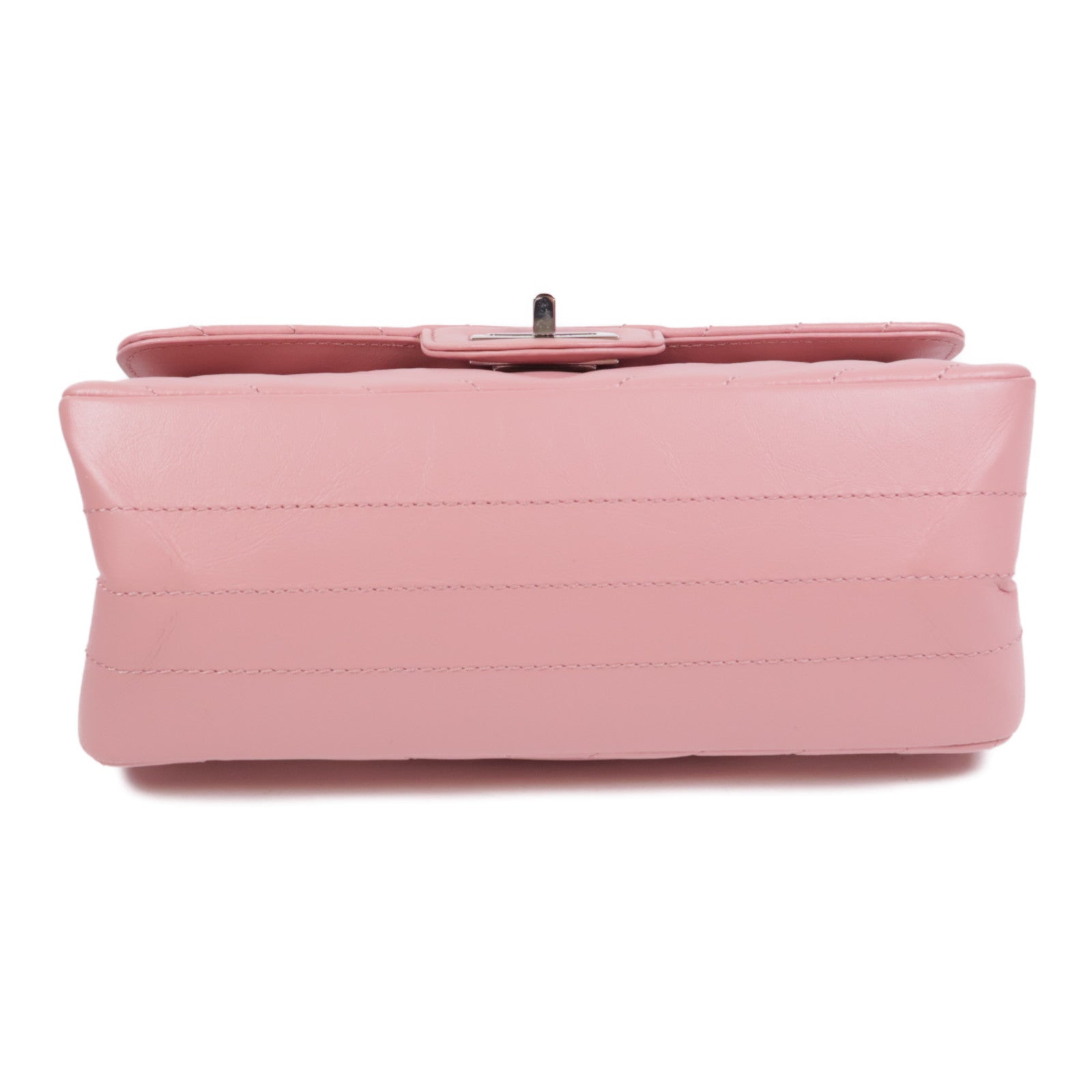 CHANEL 牛皮皮革Mini 2.55銀扣鏈帶肩背袋