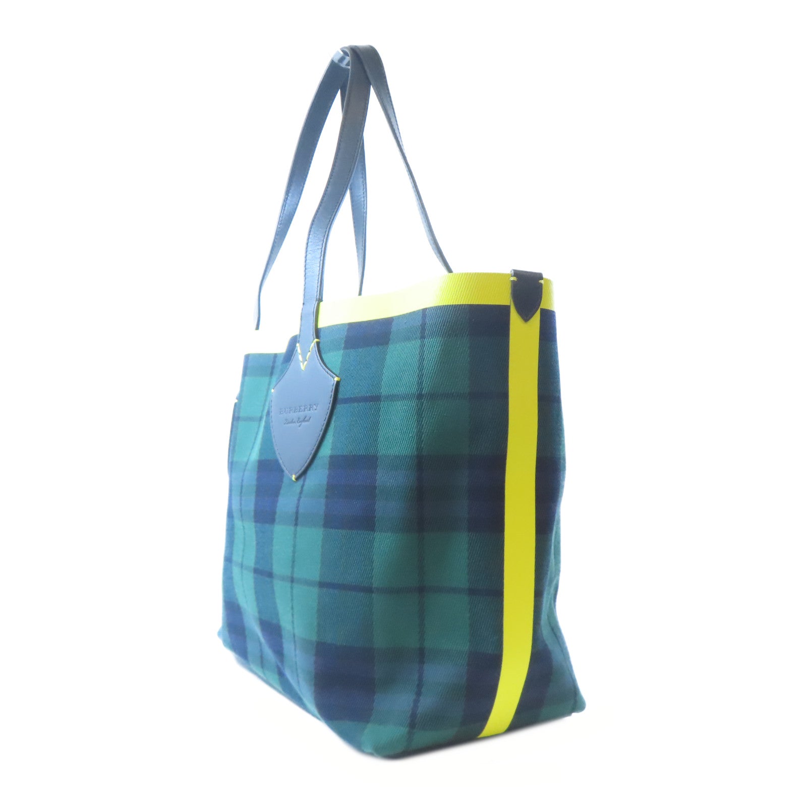 BURBERRY 帆布Tote Bag肩背袋綠色/黃色