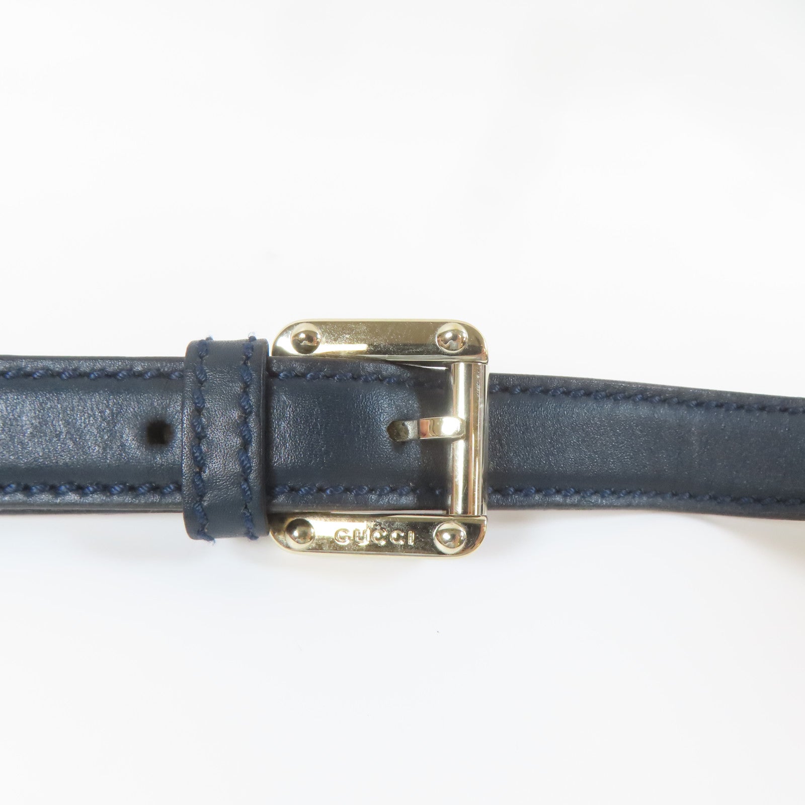 GUCCI 牛皮皮革Shoulder Bag金扣肩背袋深藍色