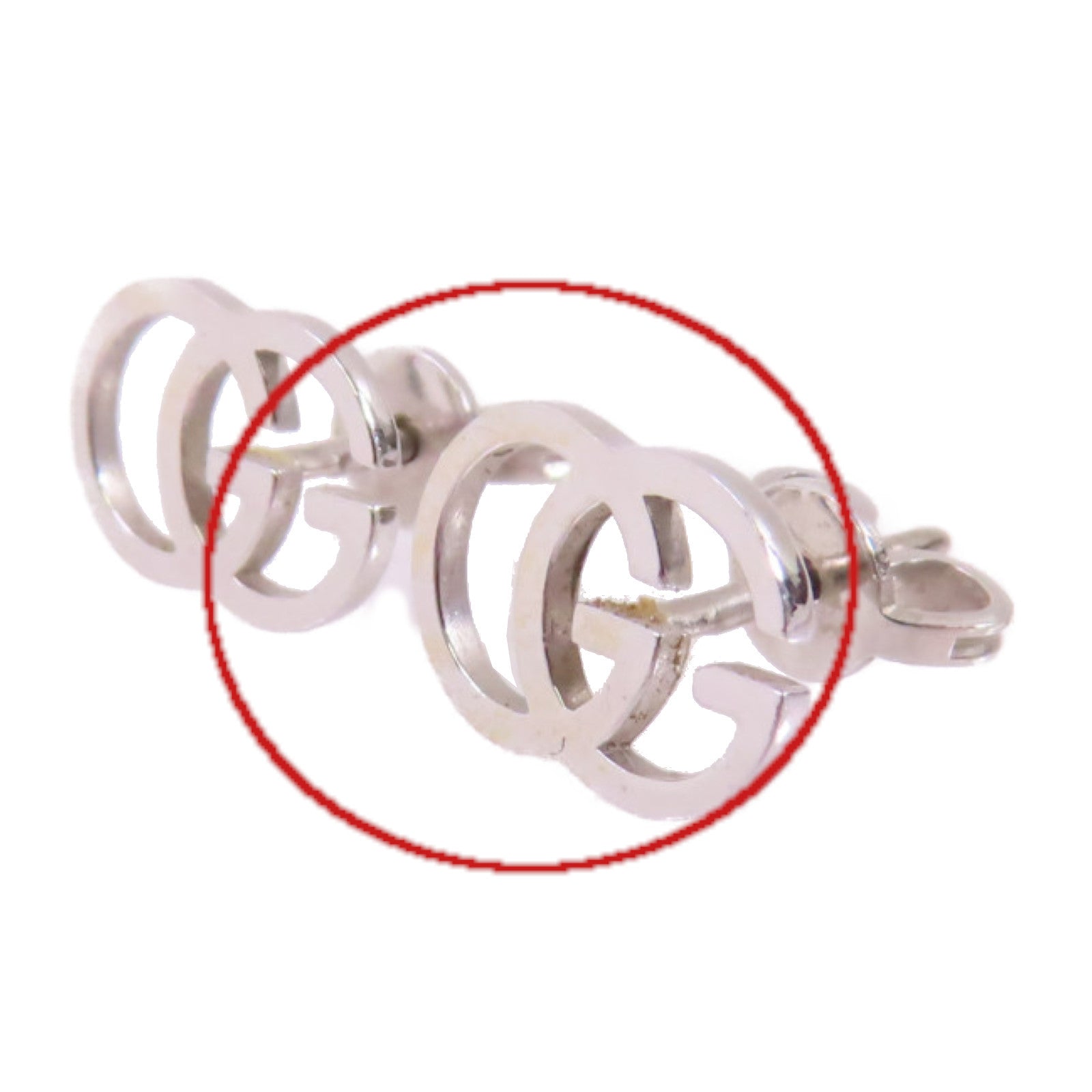 GUCCI 18K白金GG Earrings銀扣耳環