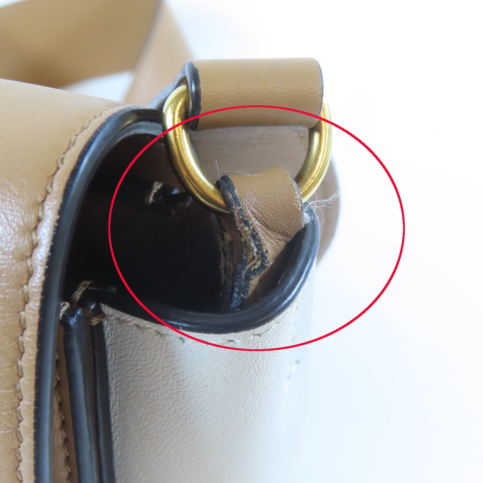 CELINE 牛皮皮革Frame Bag金扣肩背袋啡色/白色