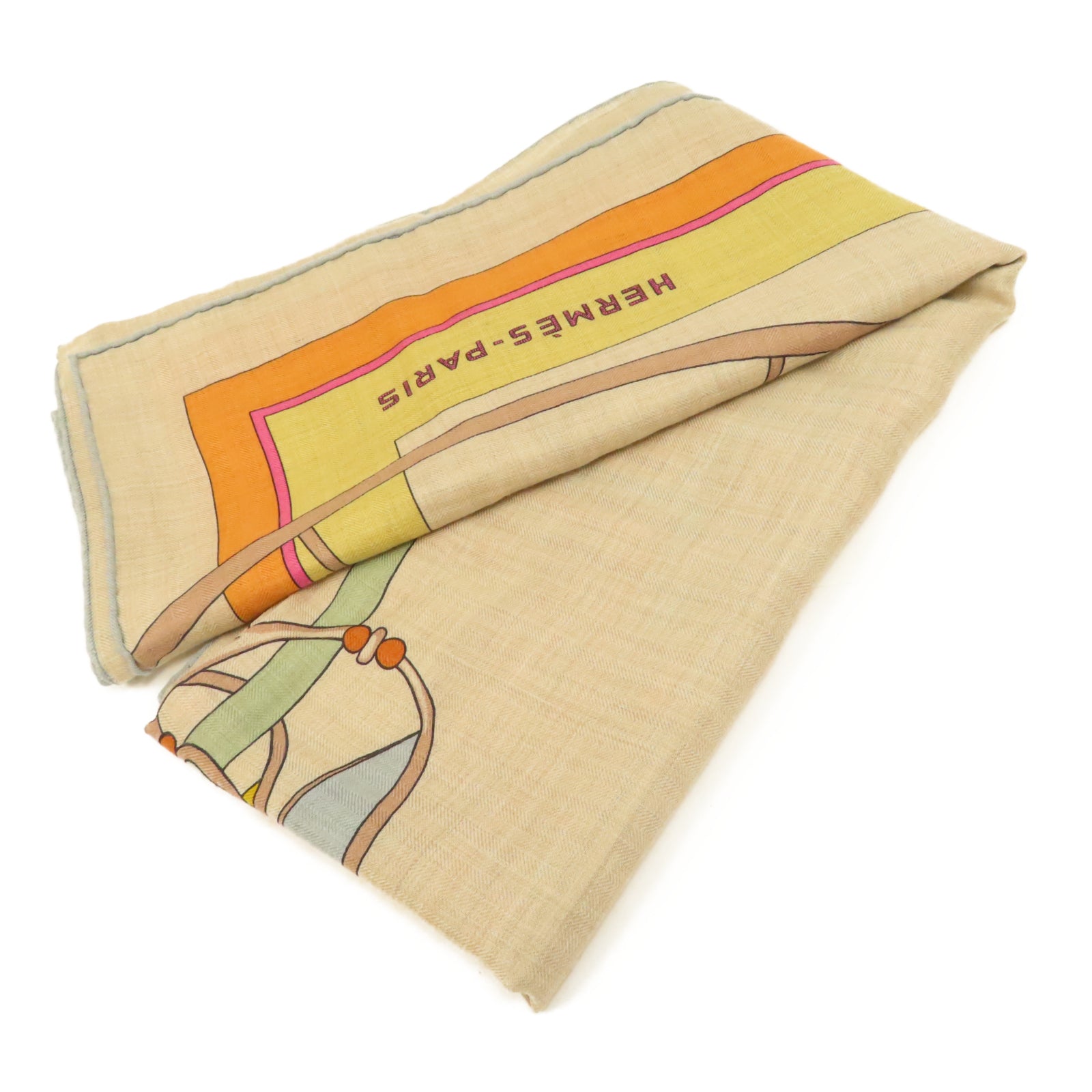 HERMES 羊絨/絲質Scarf圍巾藍色