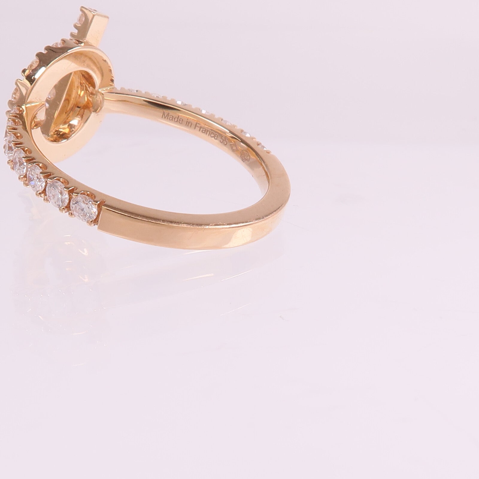 HERMES 18K玫瑰金Finesse Ring鑽石戒指Hermes#55/US#7.25