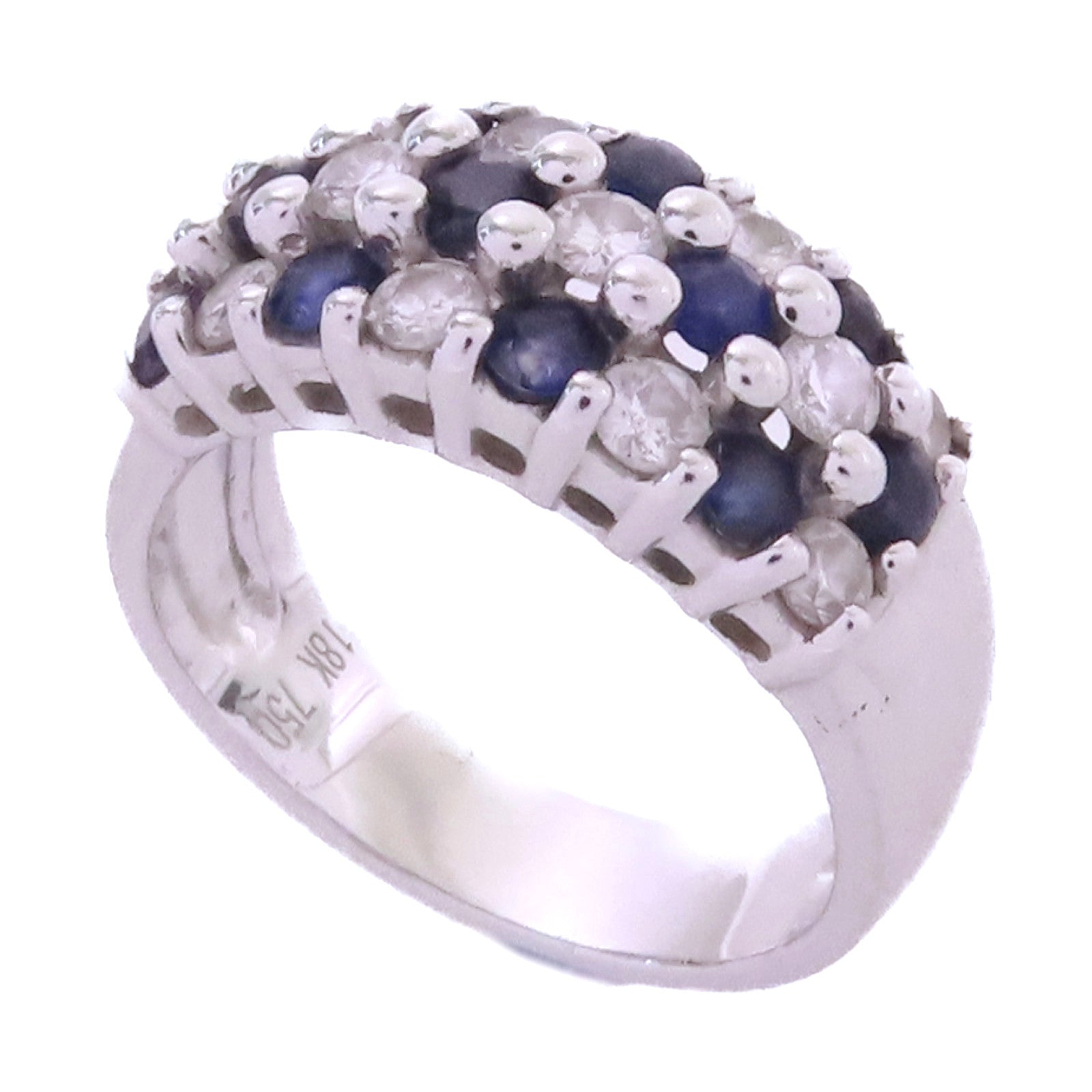 JEWELRY **【激減優惠】18K白金/1.457ct藍寶石/0.15ct鑽石Sapphire Ring戒指US#6.75