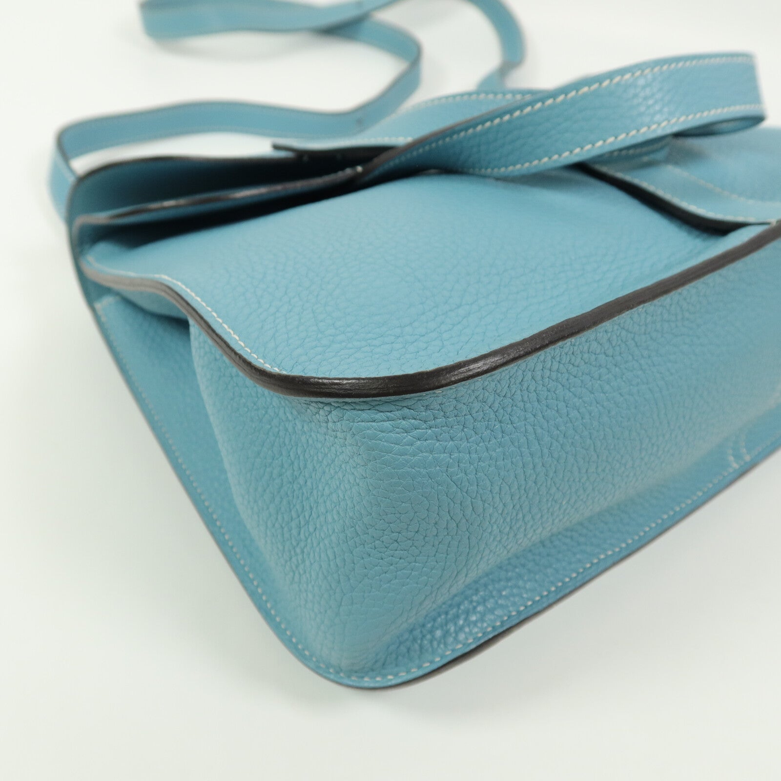 HERMES Clemence皮革Halzan 31手挽肩背兩用袋Blue Atoll