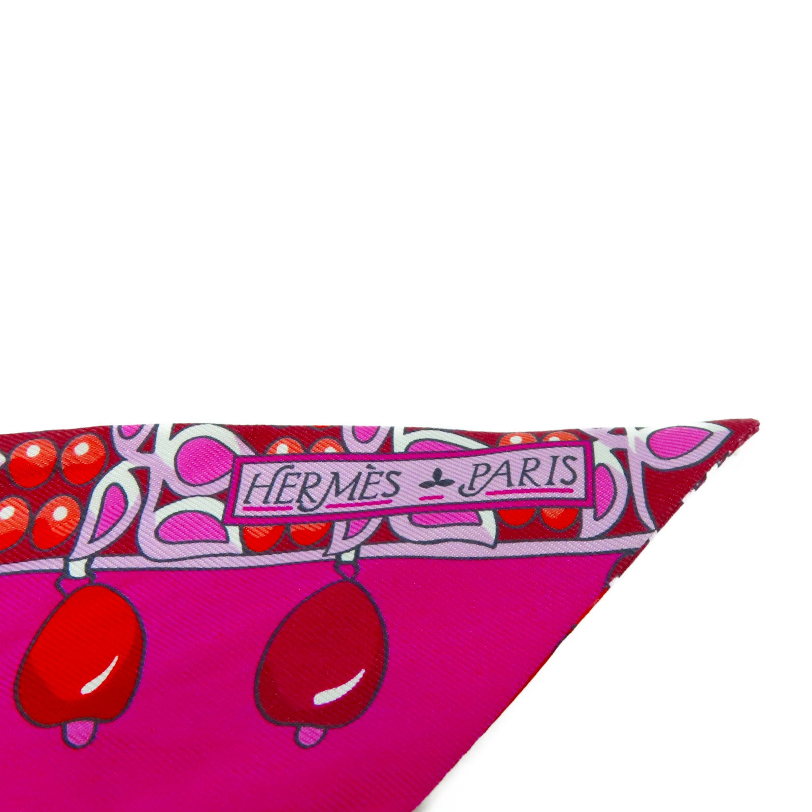HERMES 【激減優惠】絲質Twilly絲巾紅色/粉紅色