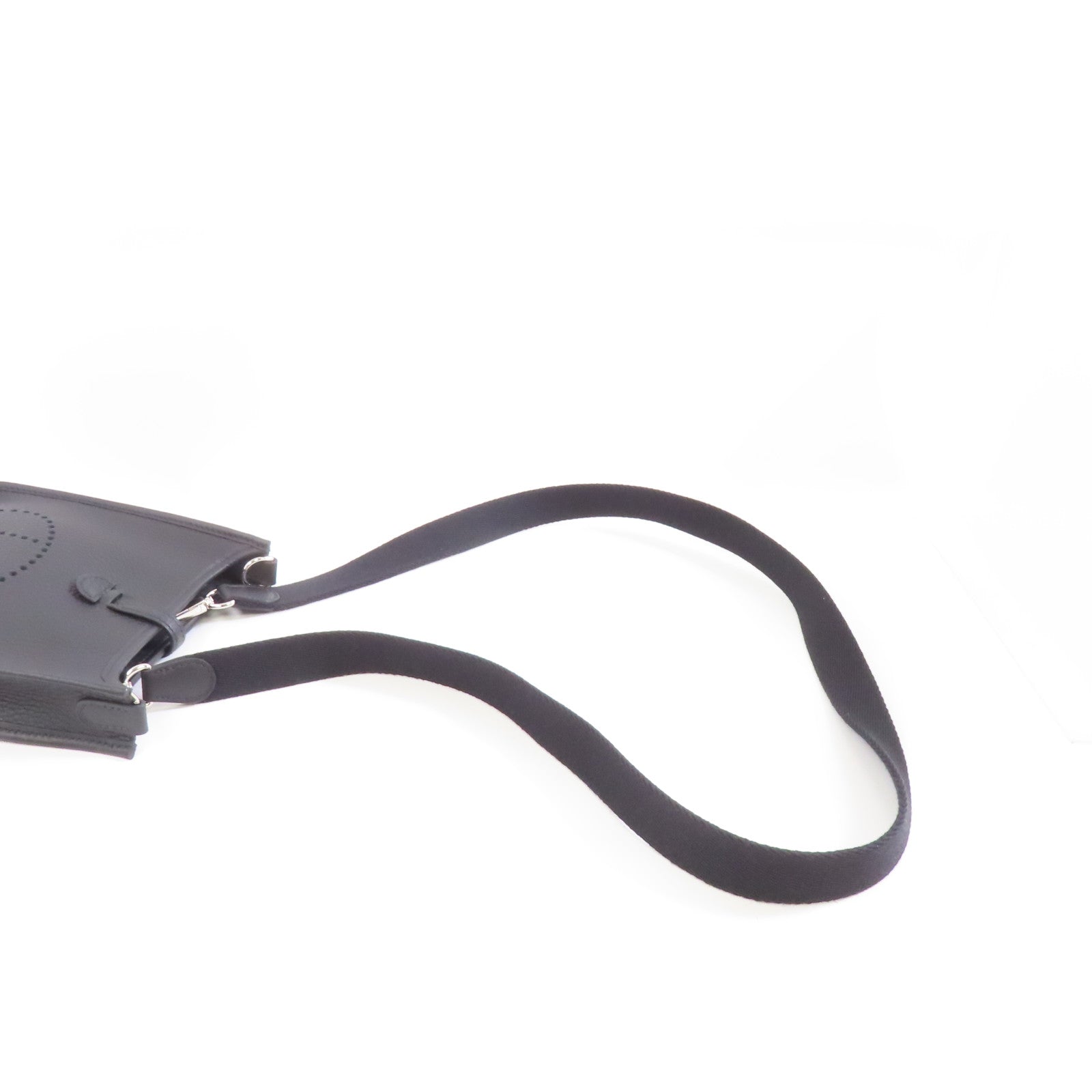 HERMES Clemence皮革Mini Evelyne銀扣肩背袋Noir黑色