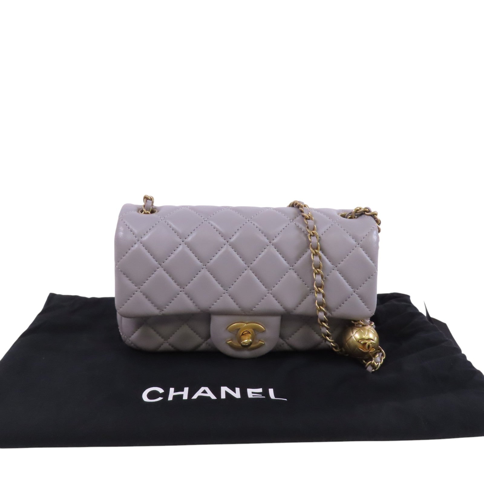 CHANEL 羊皮皮革Mini Classic 20金扣鏈帶肩背袋