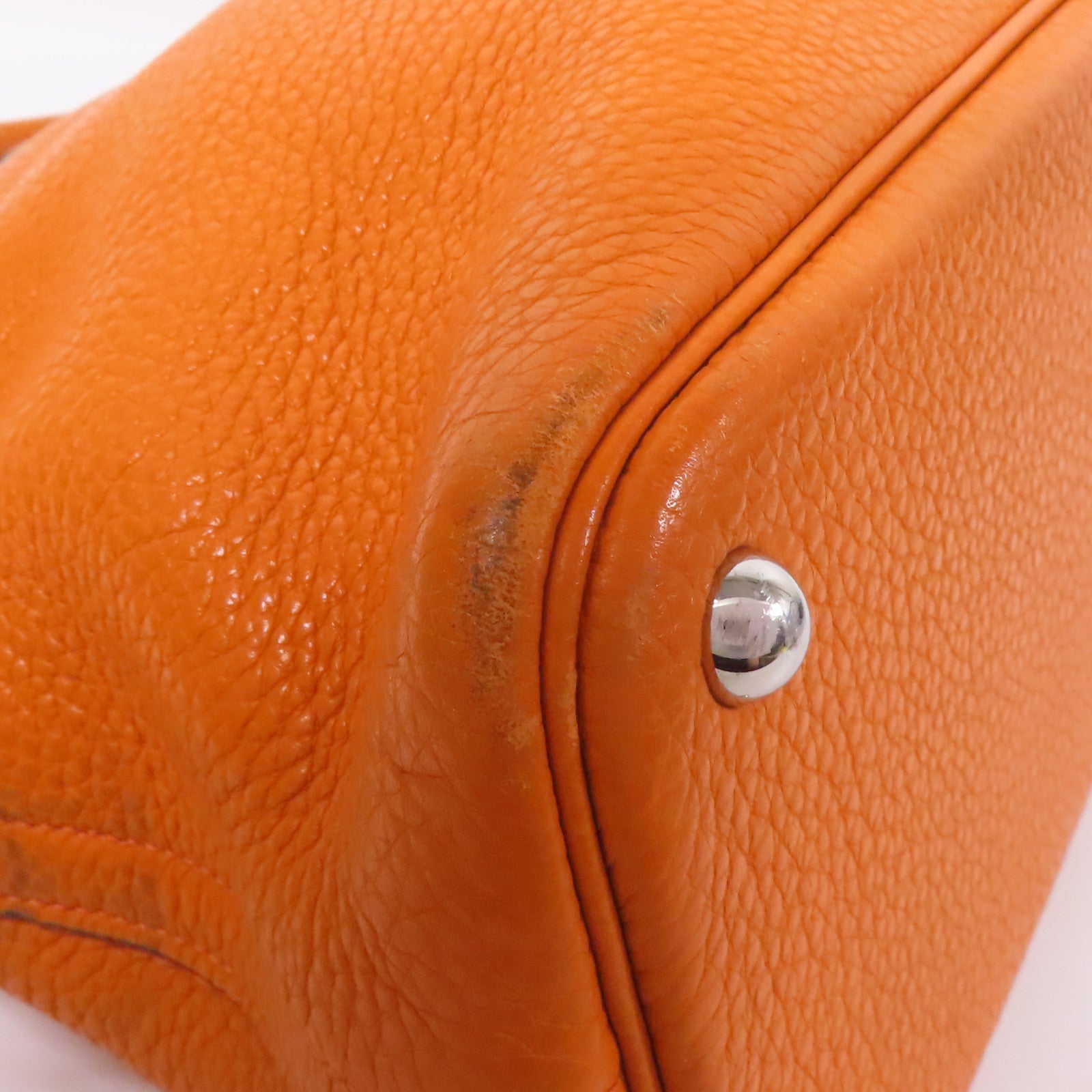 HERMES Clemence皮革Bolide 31銀扣手挽肩背兩用袋Orange