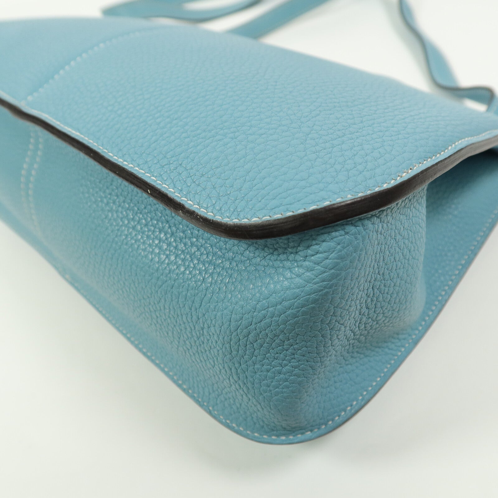 HERMES Clemence皮革Halzan 31手挽肩背兩用袋Blue Atoll