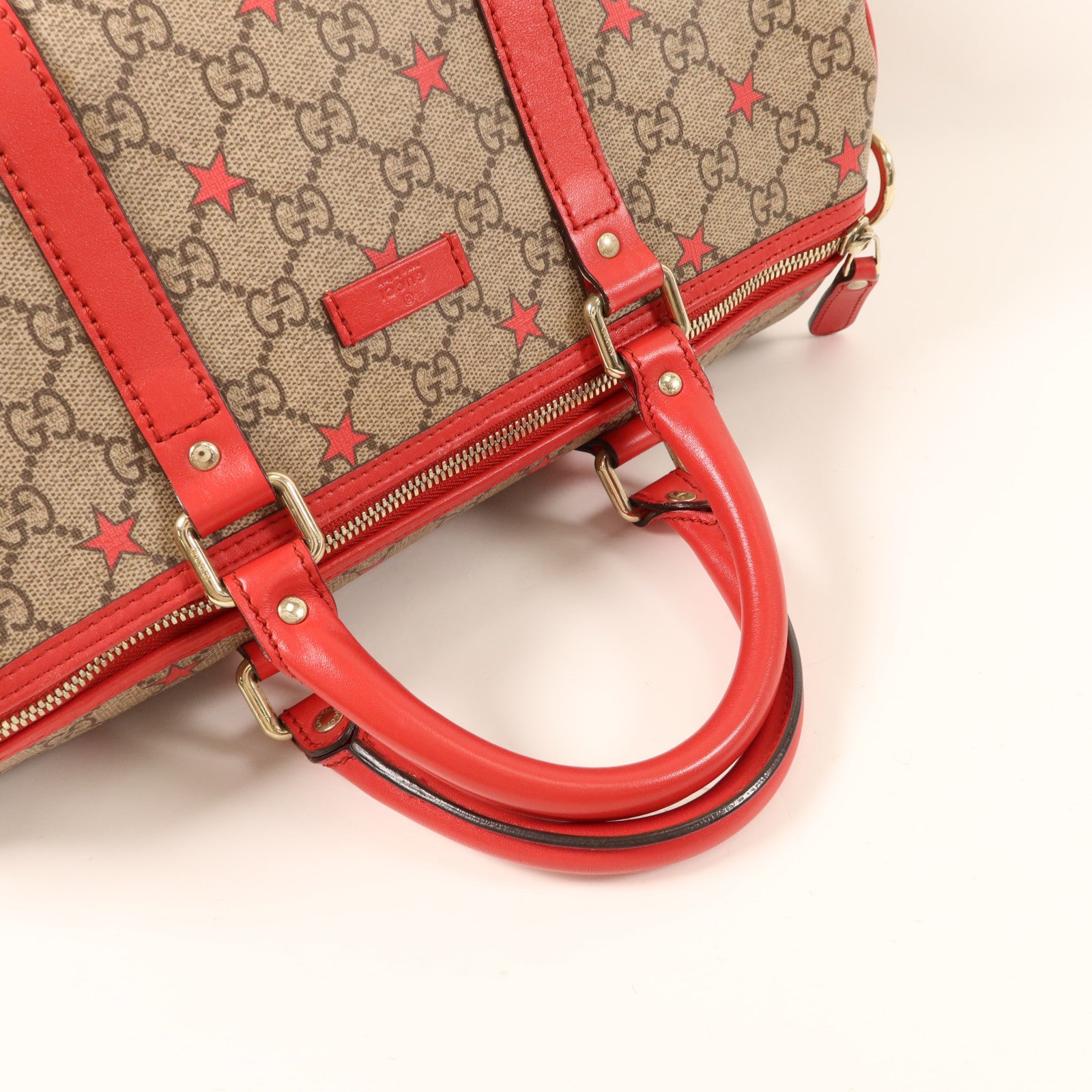 GUCCI 塗層帆布Boston Bag金扣手挽袋