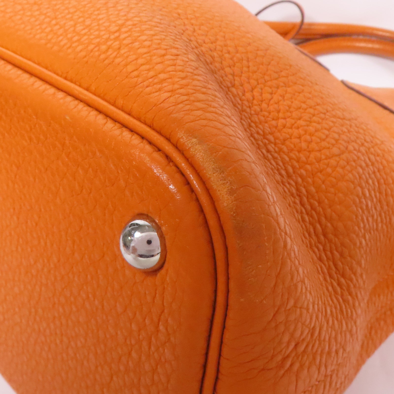 HERMES Clemence皮革Bolide 31銀扣手挽肩背兩用袋Orange